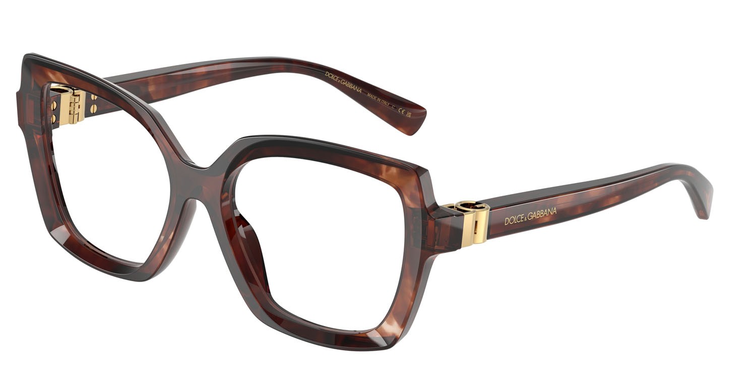 Occhiali da vista Dolce & Gabbana DG 3413 (3222) colore havana rosso scuro forma farfalla lenti lente demo