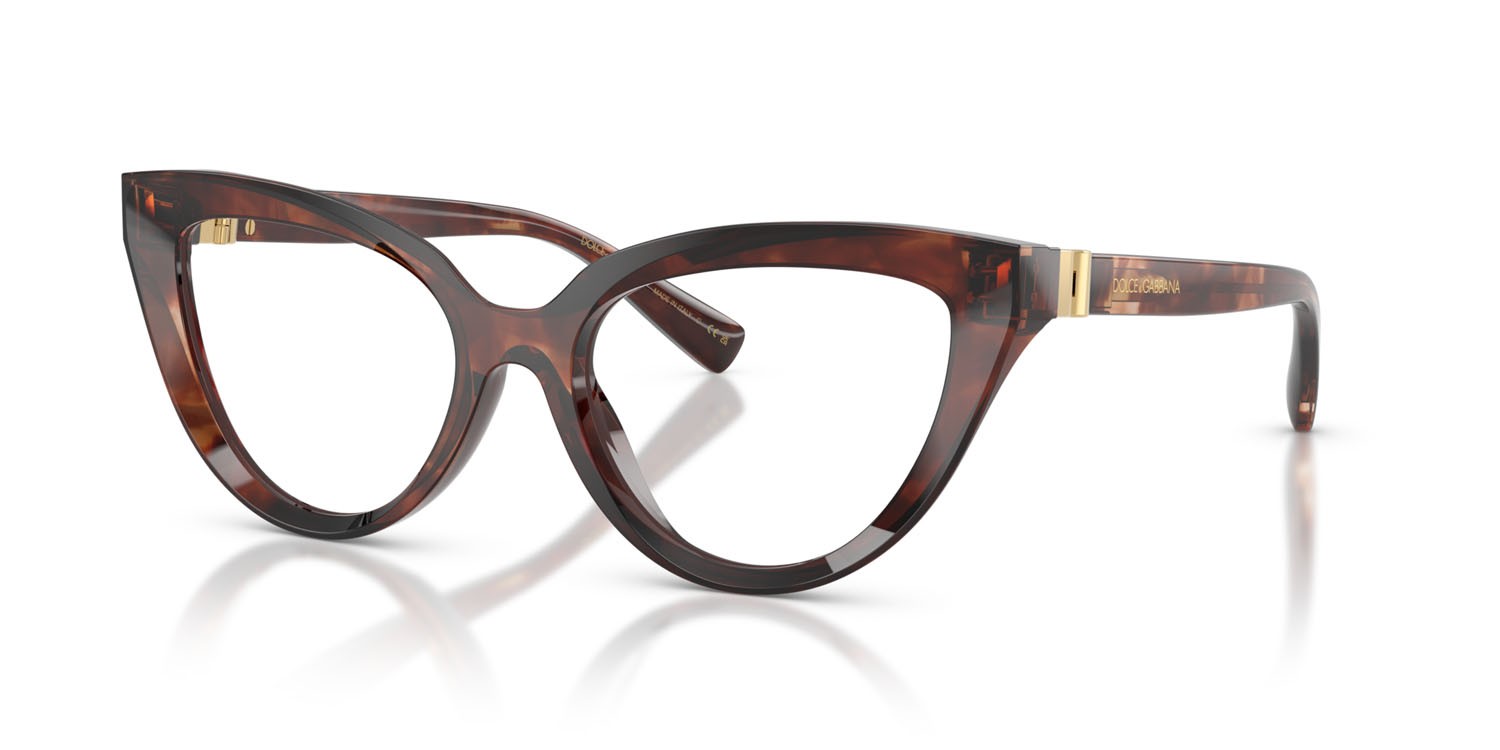 Eyeglasses Dolce & Gabbana DG 3414 (3222) color havana rosso scuro shape cat eye lenses lente demo