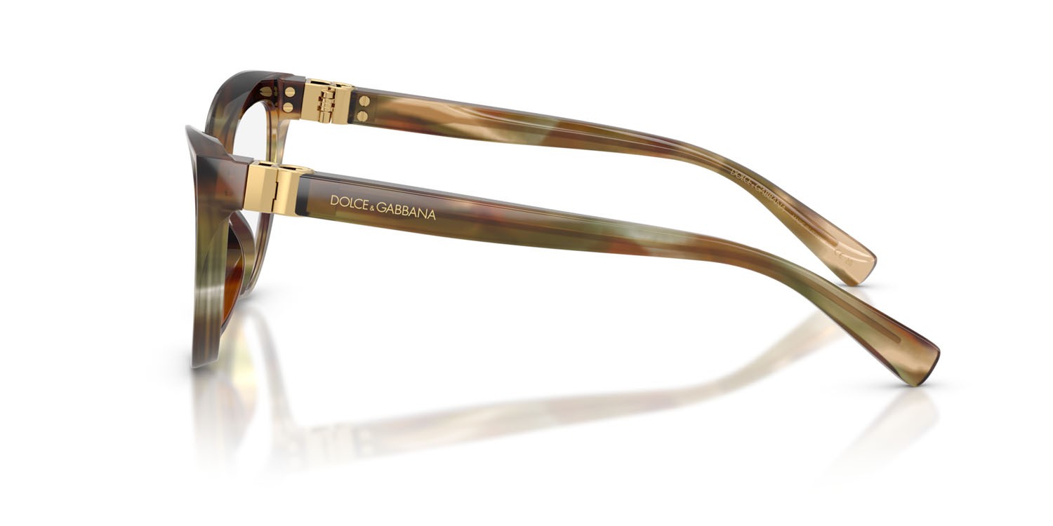 Eyeglasses Dolce & Gabbana DG 3414 (3446) color ocra a righe shape cat eye lenses lente demo