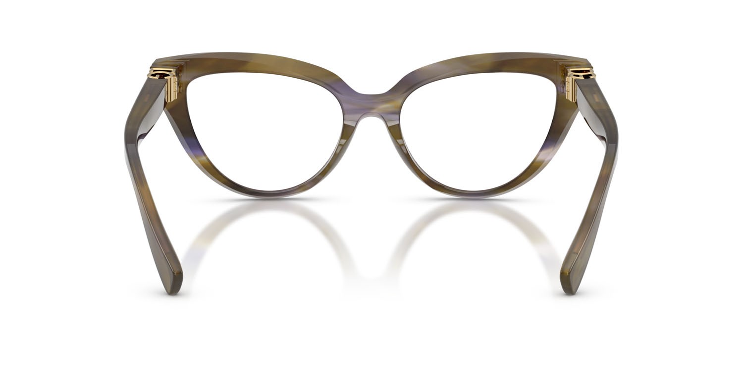 Occhiali da vista Dolce & Gabbana DG 3414 (3447) colore verde oliva striato forma cat eye lenti lente demo