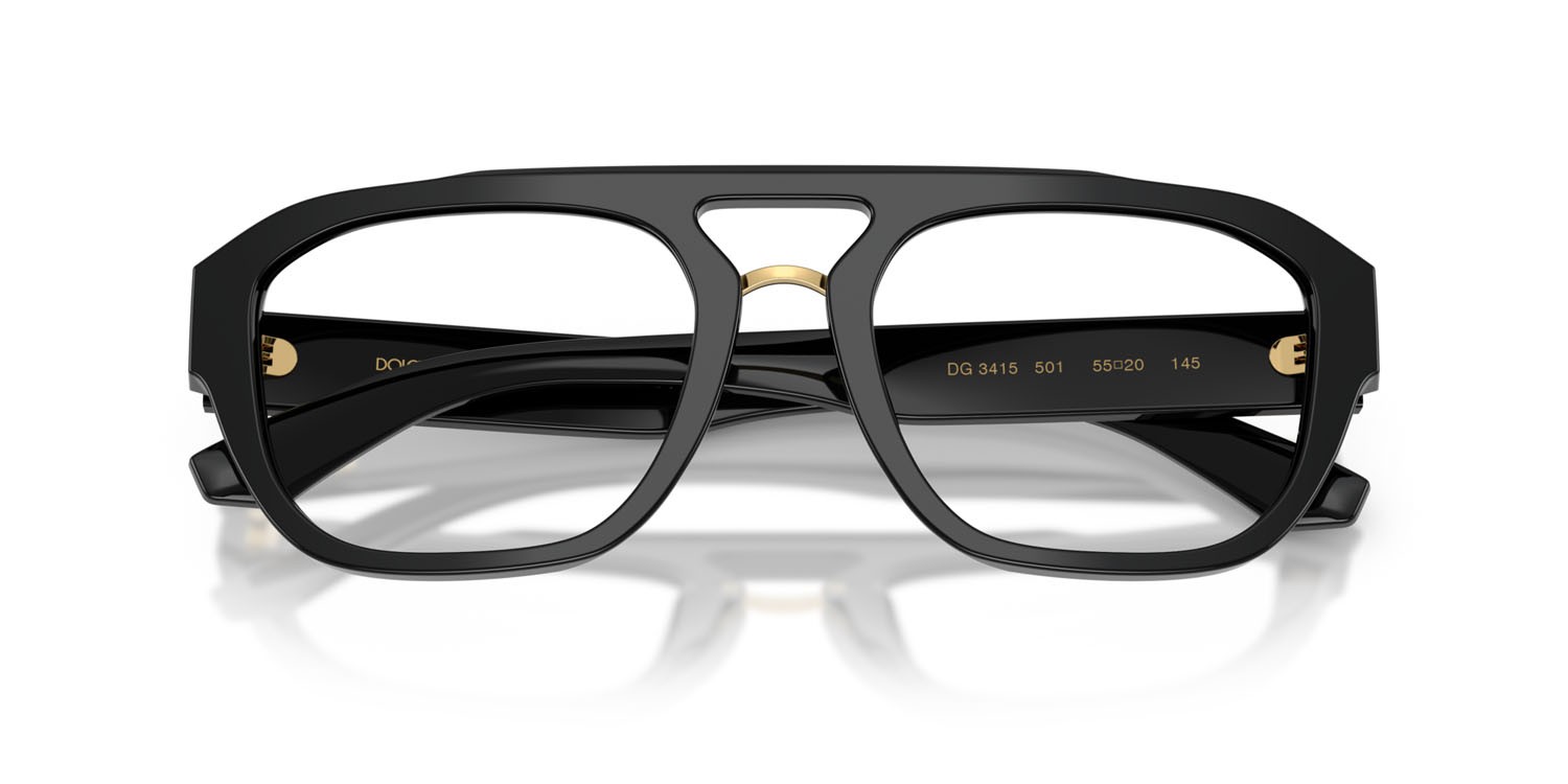 Occhiali da vista Dolce & Gabbana DG 3415 (501) colore nero forma aviator lenti lente demo