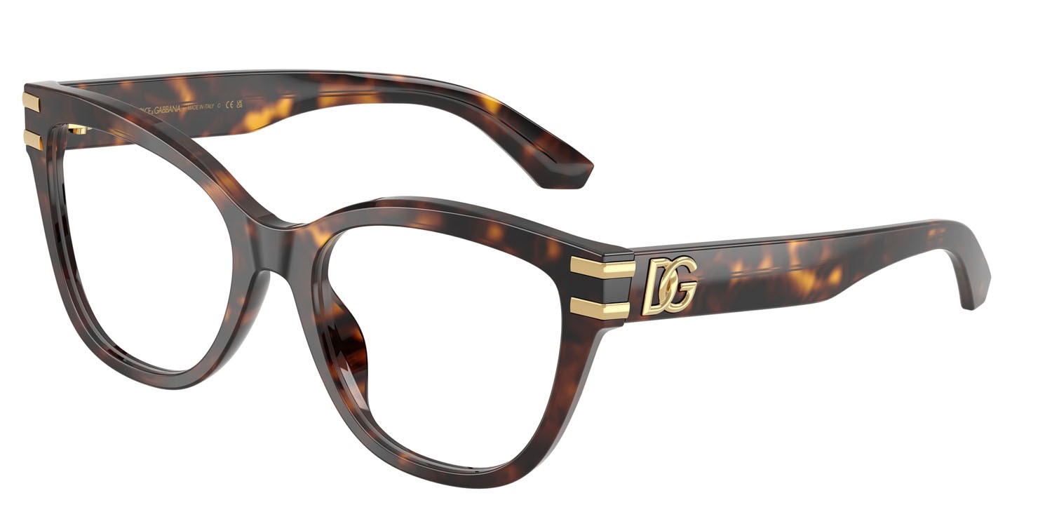 Occhiali da vista Dolce & Gabbana DG 3418 (502) colore havana forma farfalla lenti lente demo