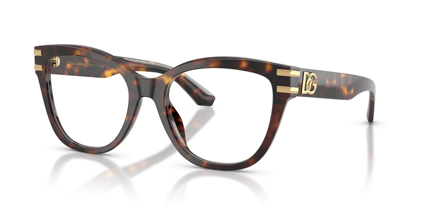 Occhiali da vista Dolce & Gabbana DG 3418 (502) colore havana forma farfalla lenti lente demo
