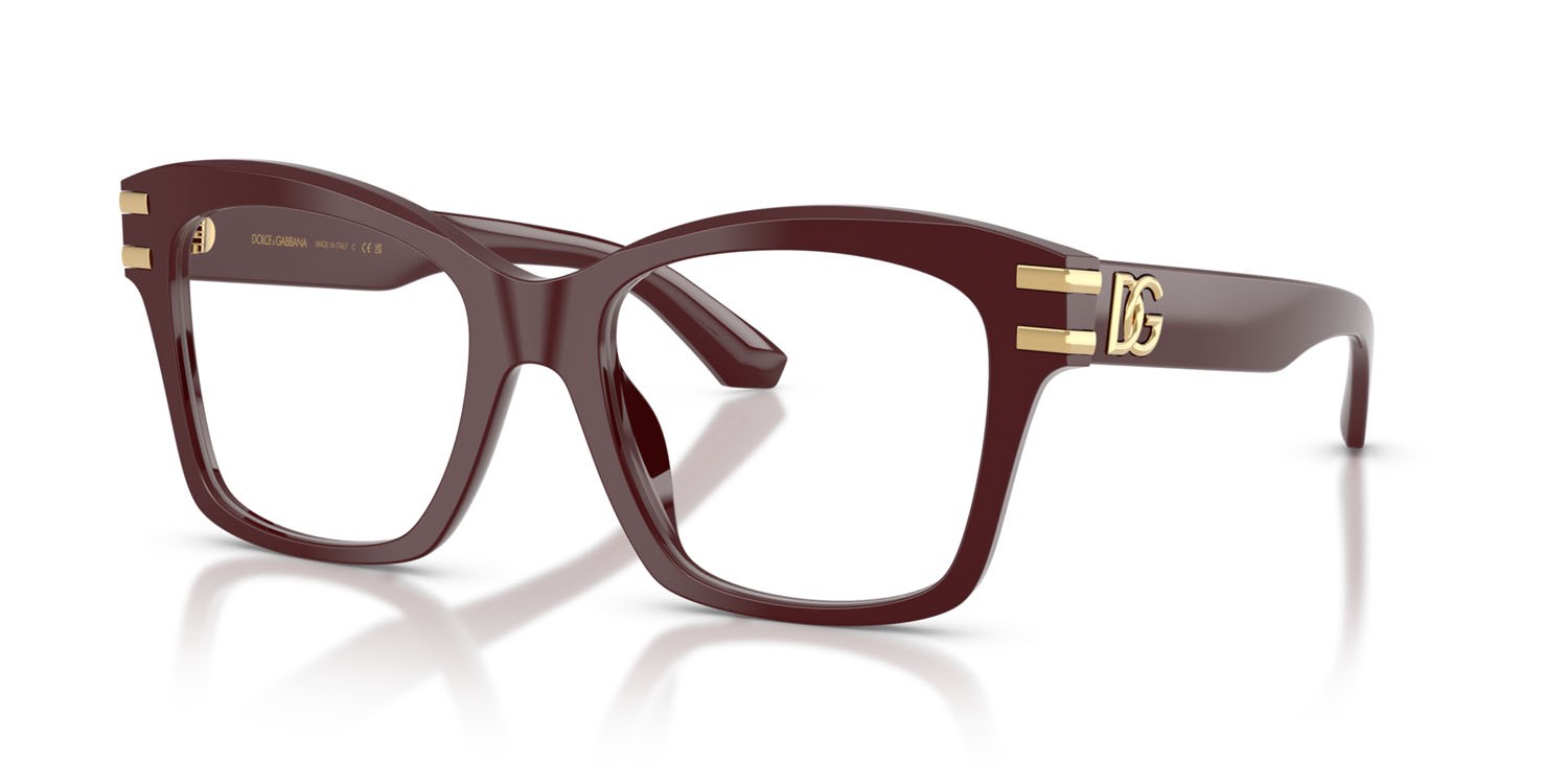Occhiali da vista Dolce & Gabbana DG 3419 (3091) colore bordeaux forma quadrato lenti lente demo