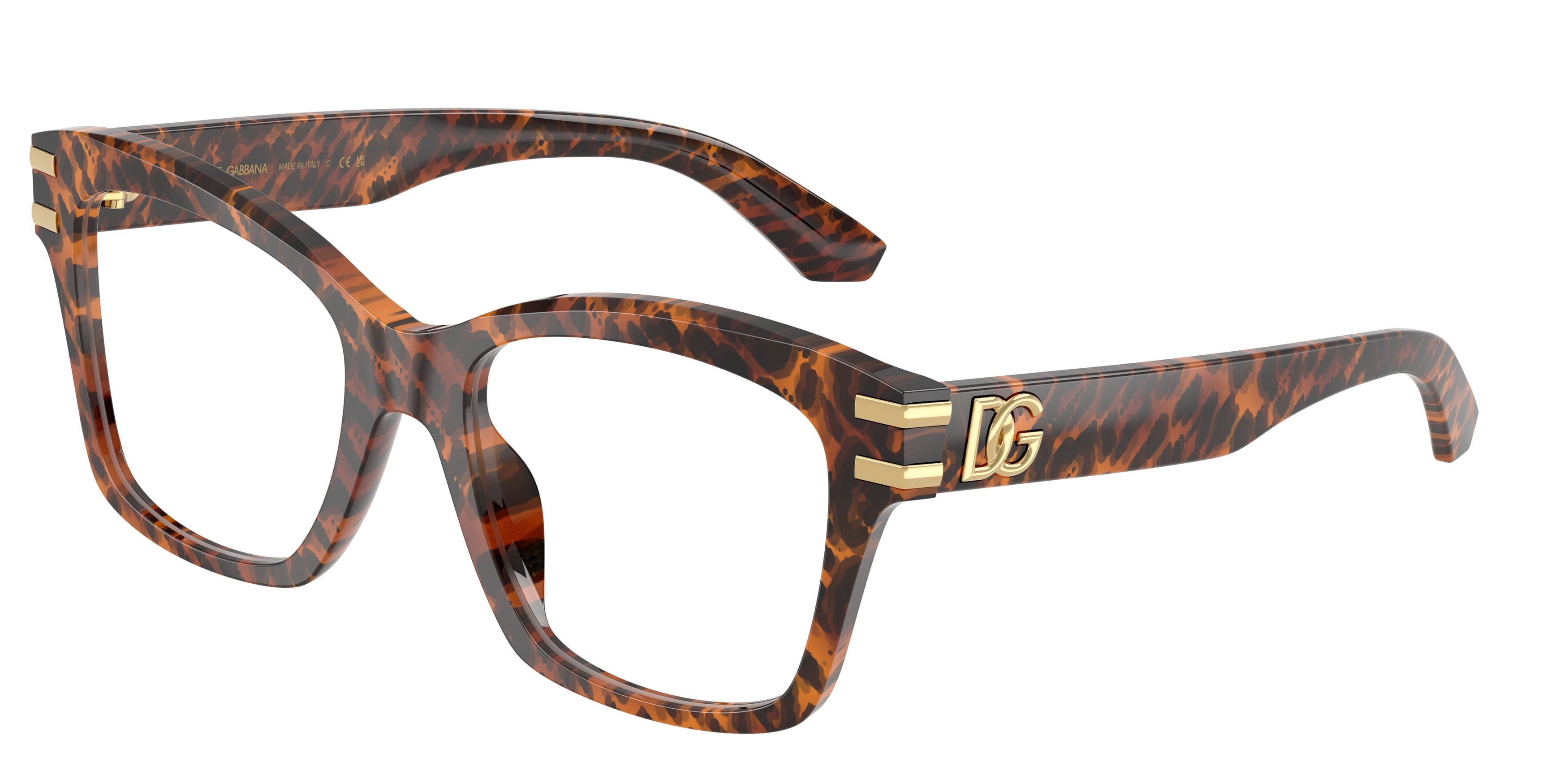 Occhiali da vista Dolce & Gabbana DG 3419 (3470) colore leo transparent forma quadrato lenti lente demo