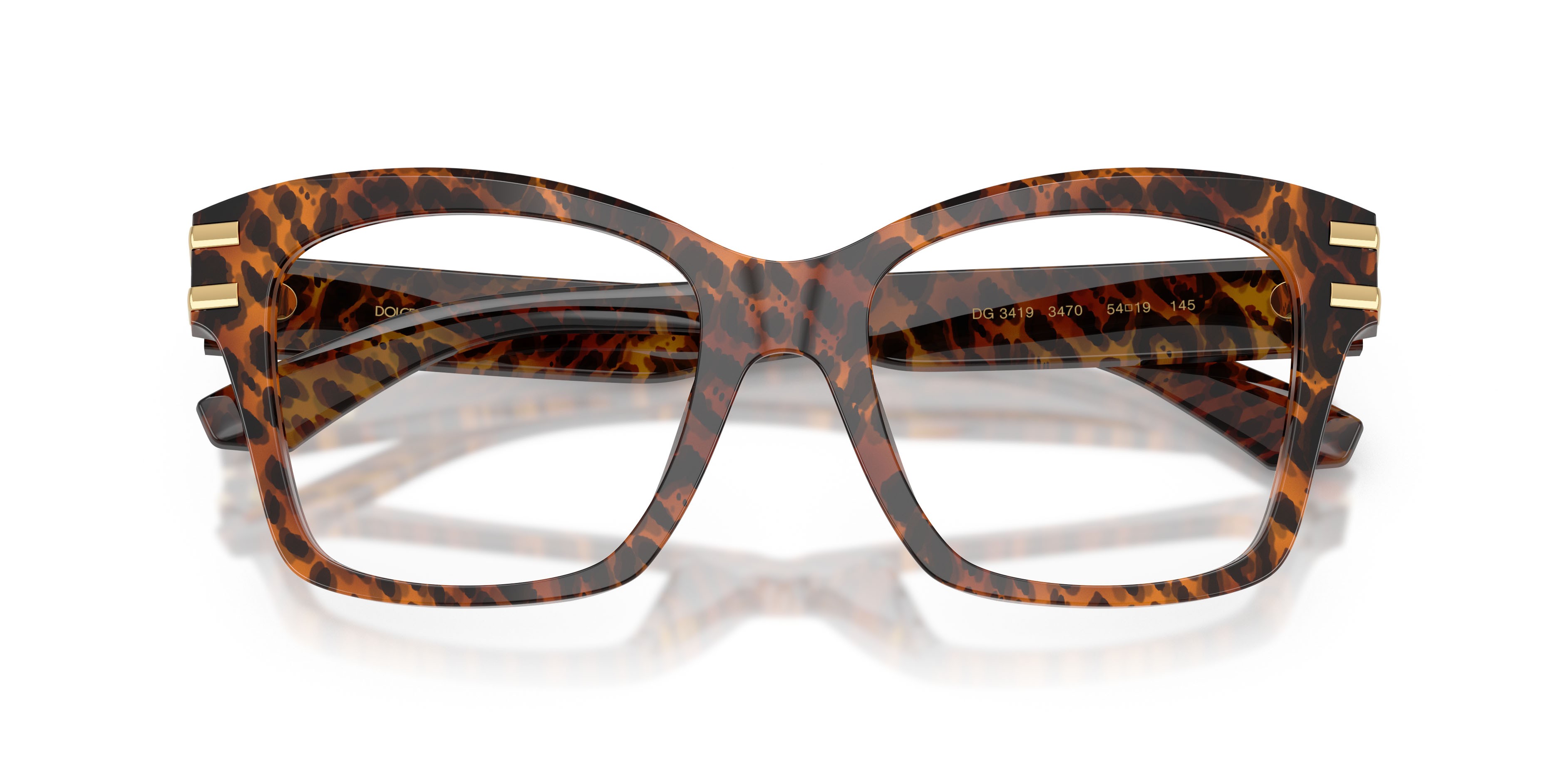 Occhiali da vista Dolce & Gabbana DG 3419 (3470) colore leo transparent forma quadrato lenti lente demo