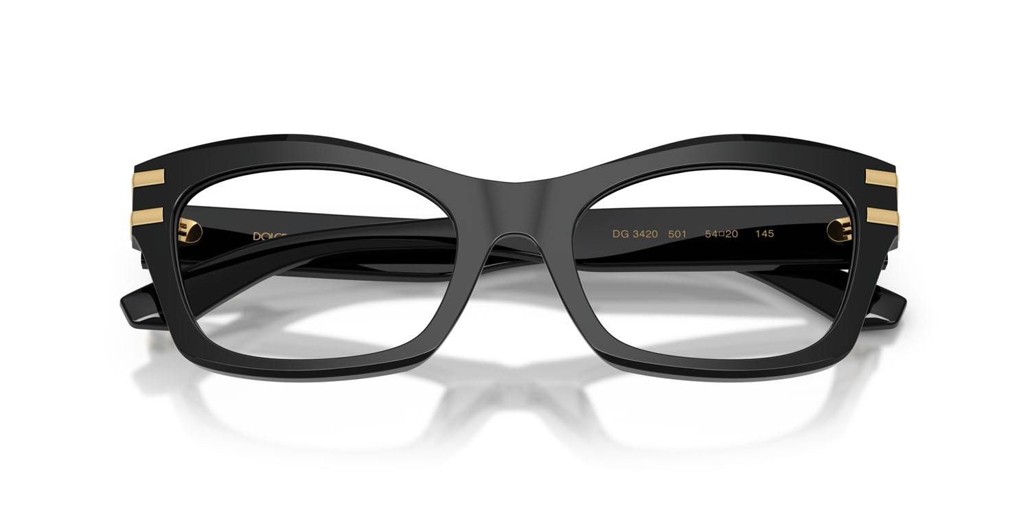 Occhiali da vista Dolce & Gabbana DG 3420 (501) colore nero forma farfalla lenti lente demo