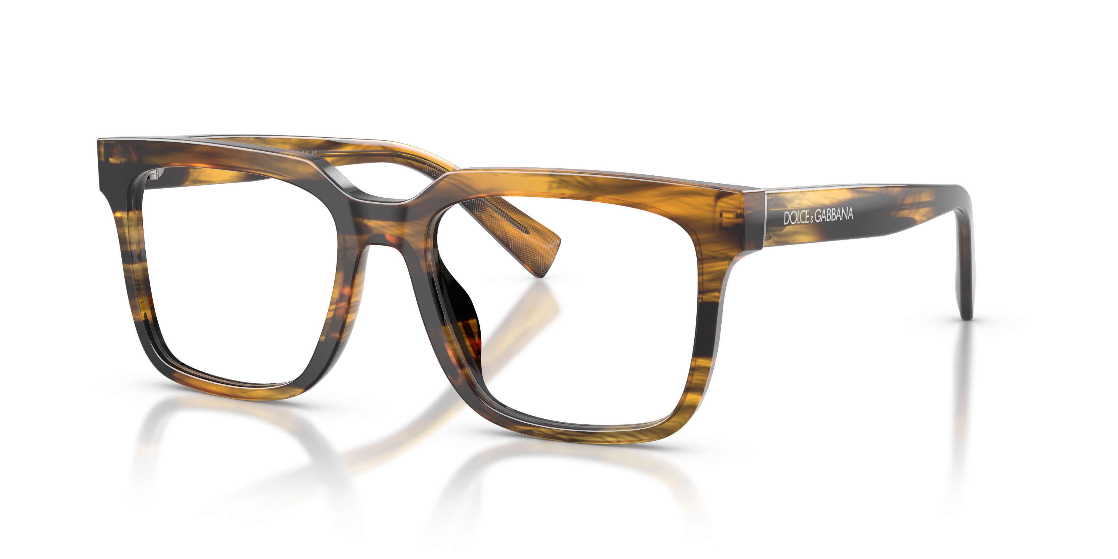 Occhiali da vista Dolce & Gabbana DG 3422 (3063) colore striato marrone forma quadrato lenti lente demo