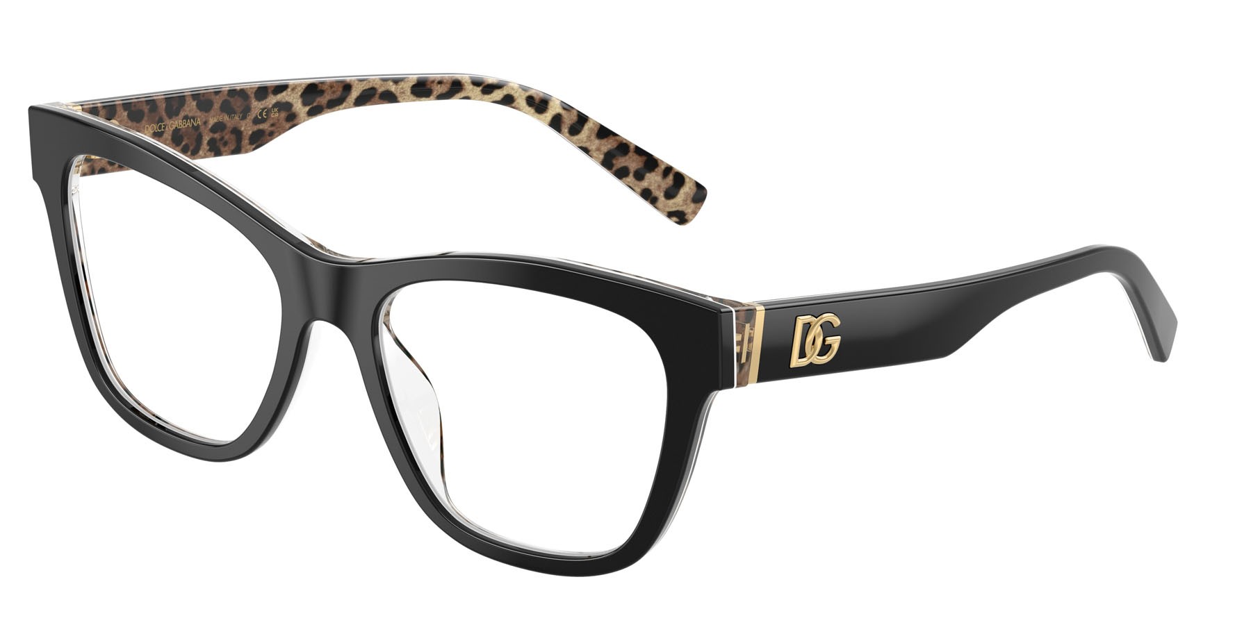 Eyeglasses Dolce & Gabbana DG 3430 (3299) color nero su marrone leopardato shape square lenses lente demo