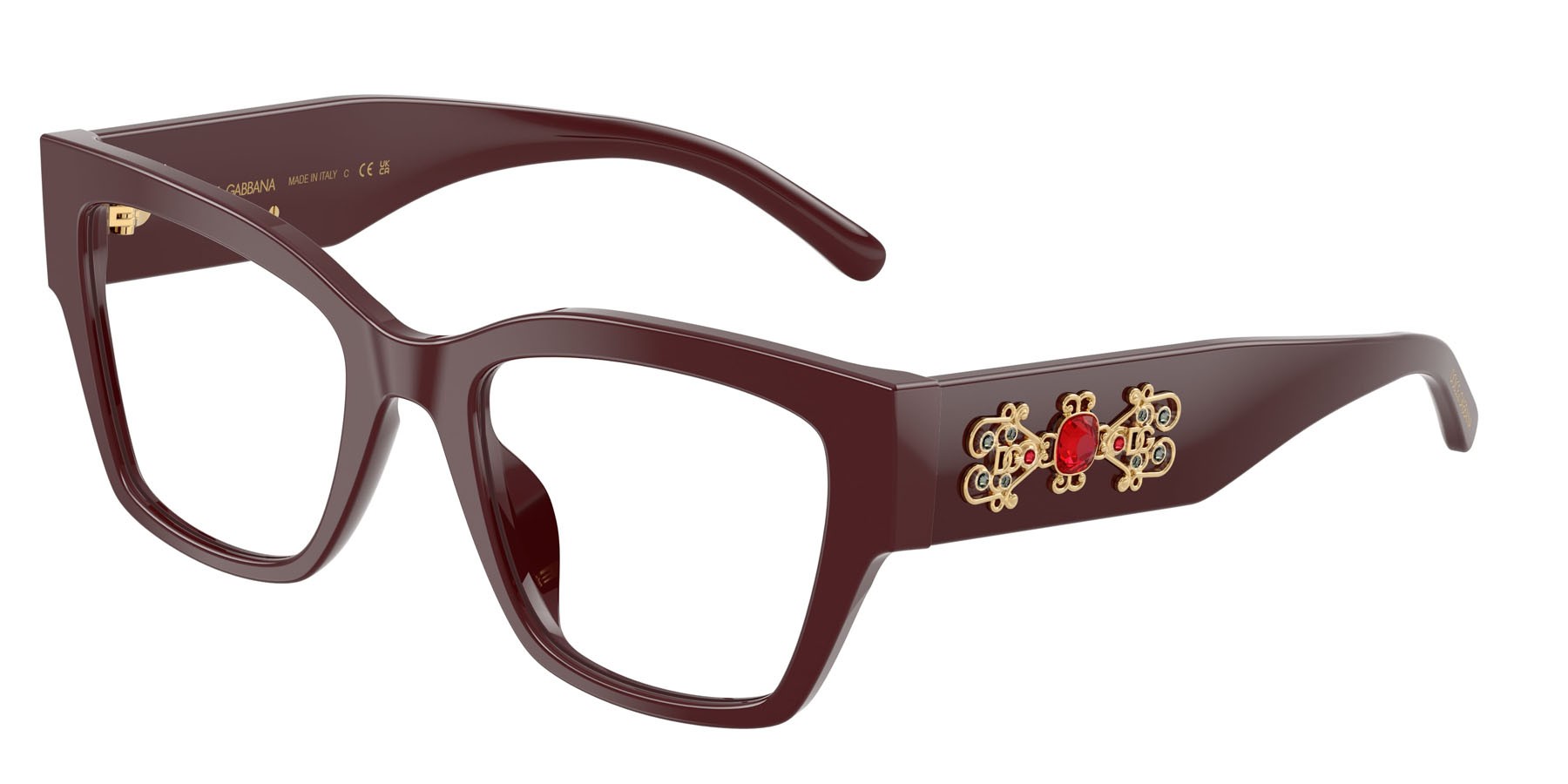 Eyeglasses Dolce & Gabbana DG 3435B (3091) color bordeaux shape butterfly lenses lente demo