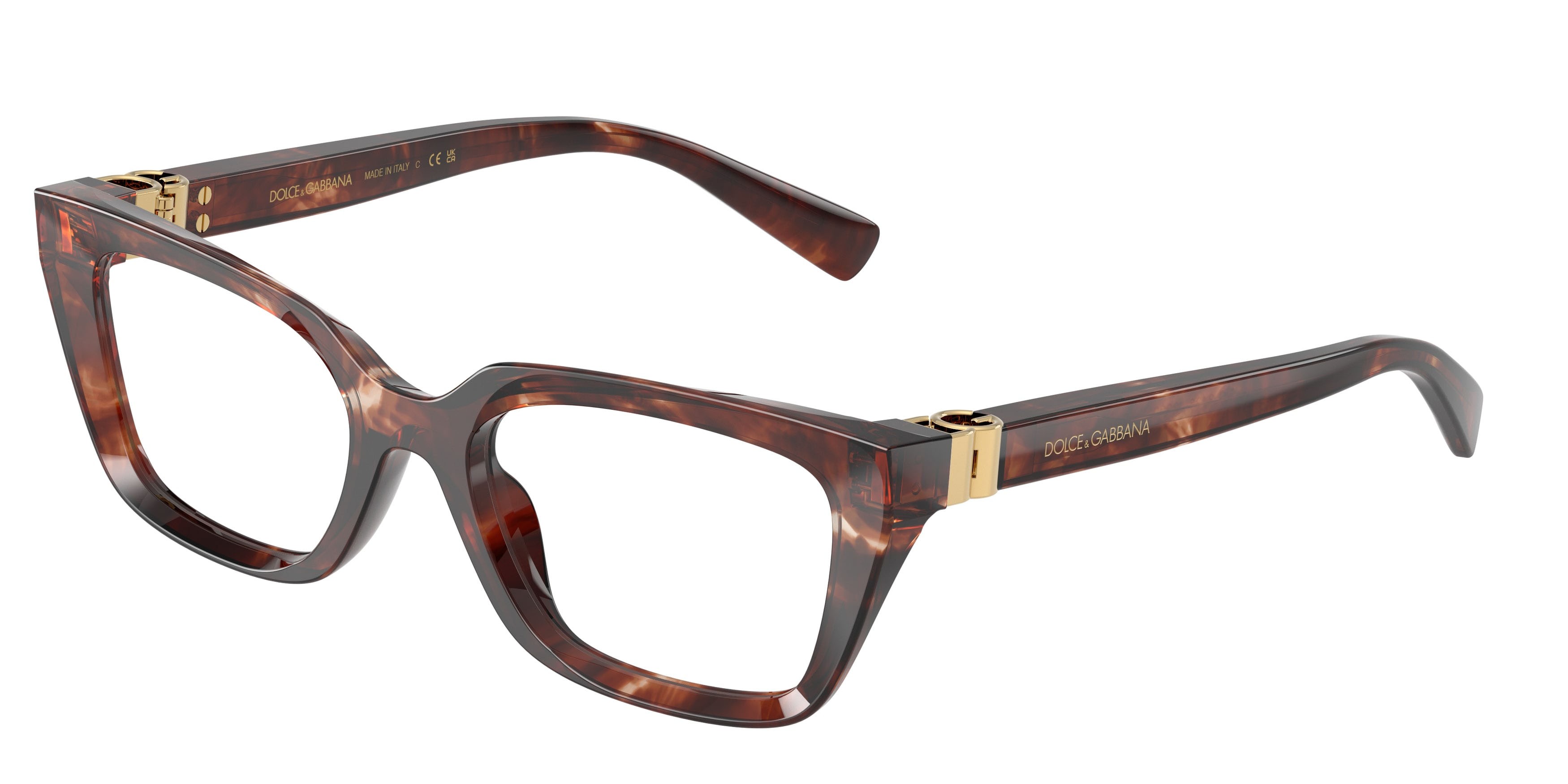 Eyeglasses Dolce & Gabbana DG 3436 (3222) color havana rosso scuro shape rectangle lenses lente demo