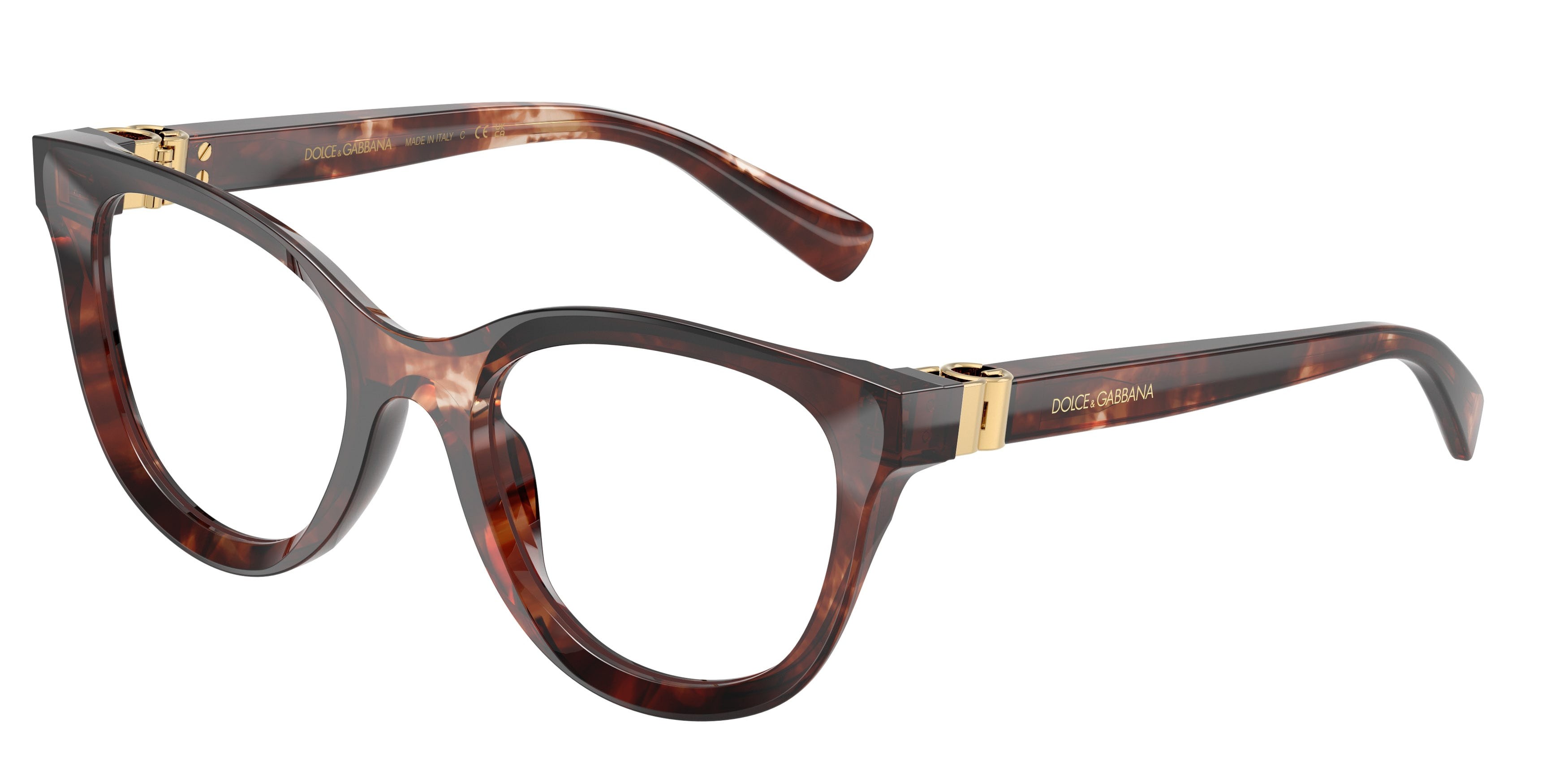 Eyeglasses Dolce & Gabbana DG 3437 (3222) color havana rosso scuro shape pantos lenses lente demo