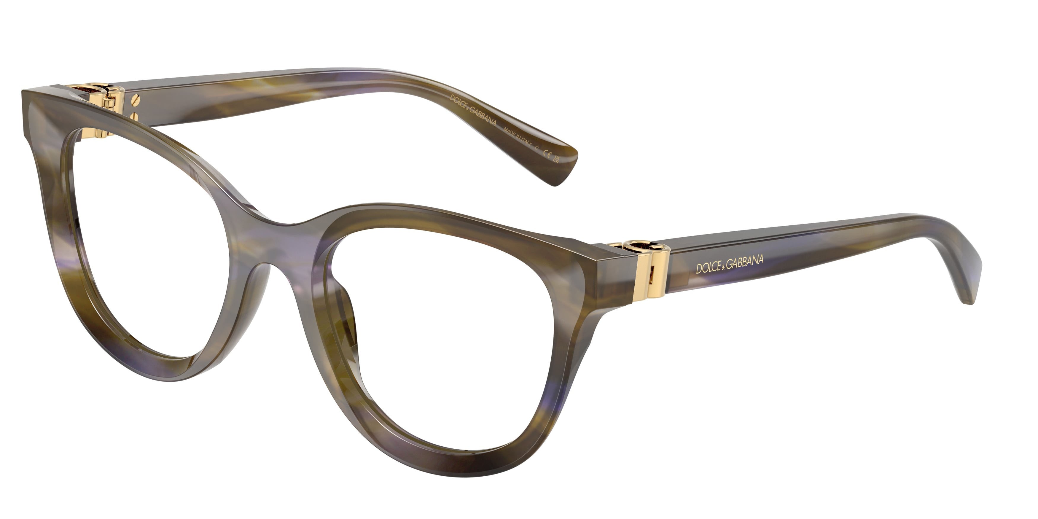 Eyeglasses Dolce & Gabbana DG 3437 (3447) color verde oliva striato shape pantos lenses lente demo