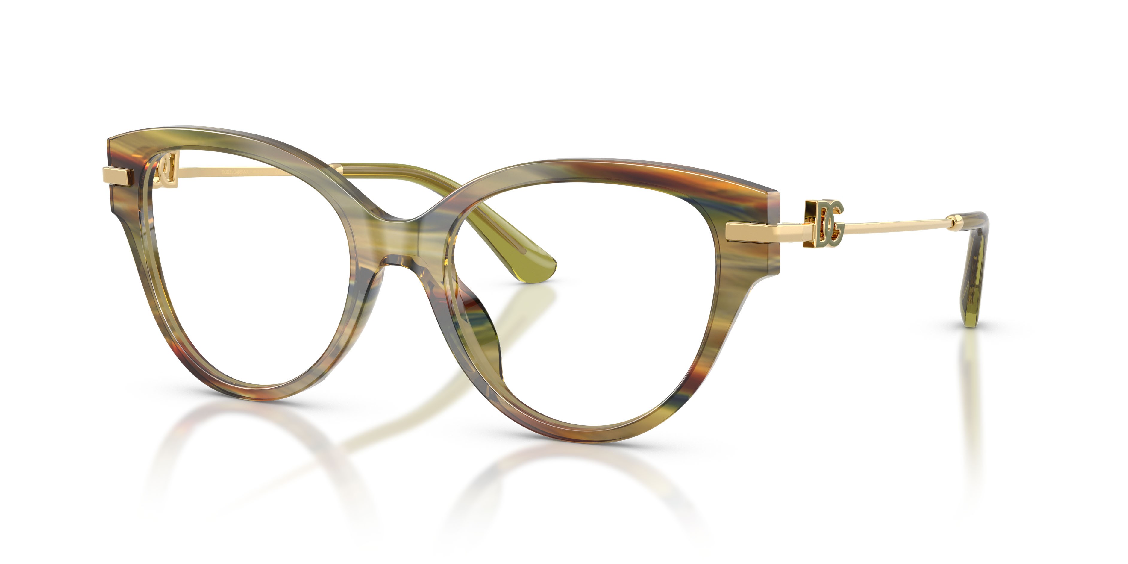Eyeglasses Dolce & Gabbana DG 3438 (3475) color verde striato trasparente shape butterfly lenses lente demo