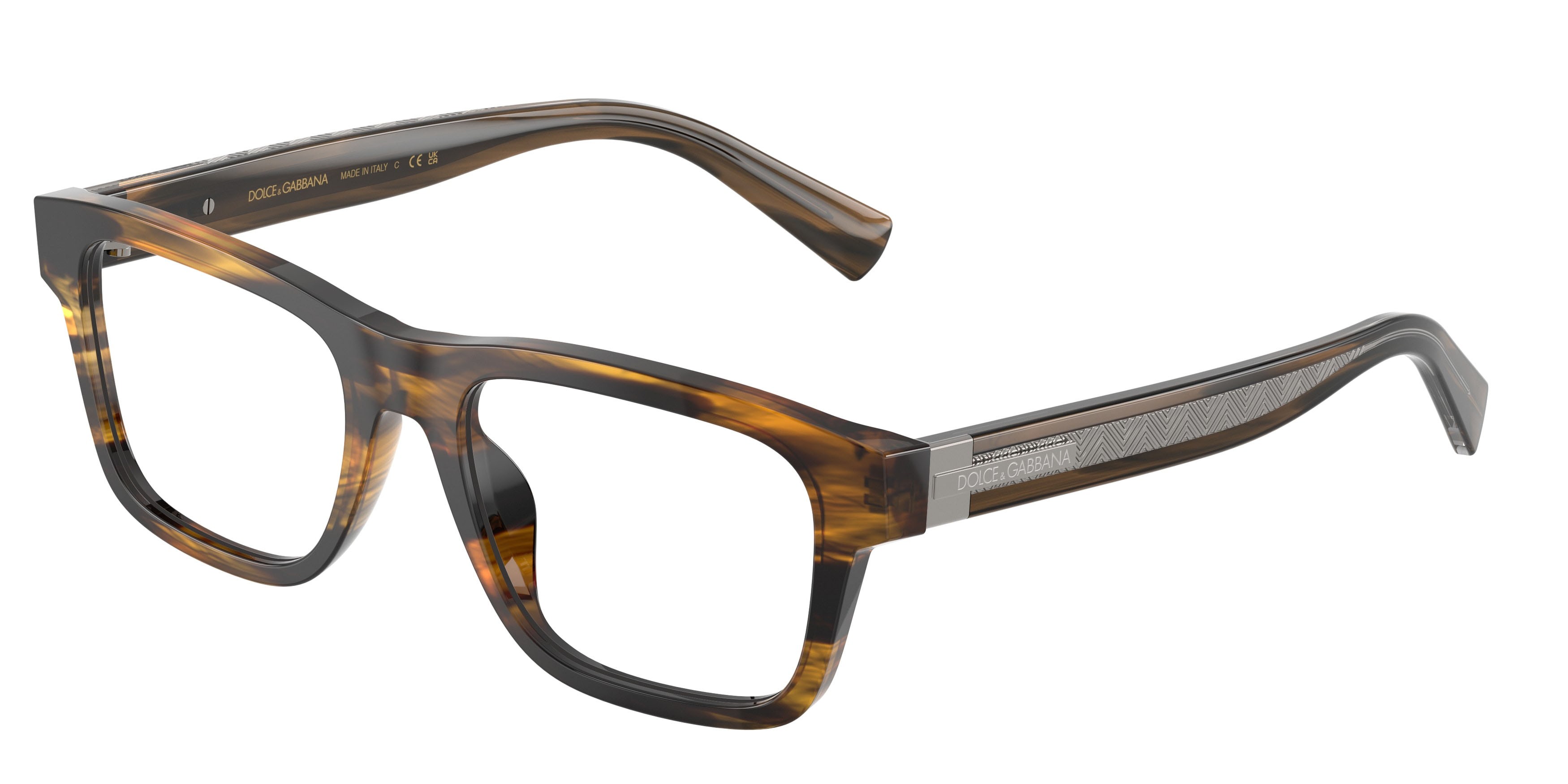 Occhiali da vista Dolce & Gabbana DG 3446 (3063) colore striato marrone forma rettangolare lenti lente demo