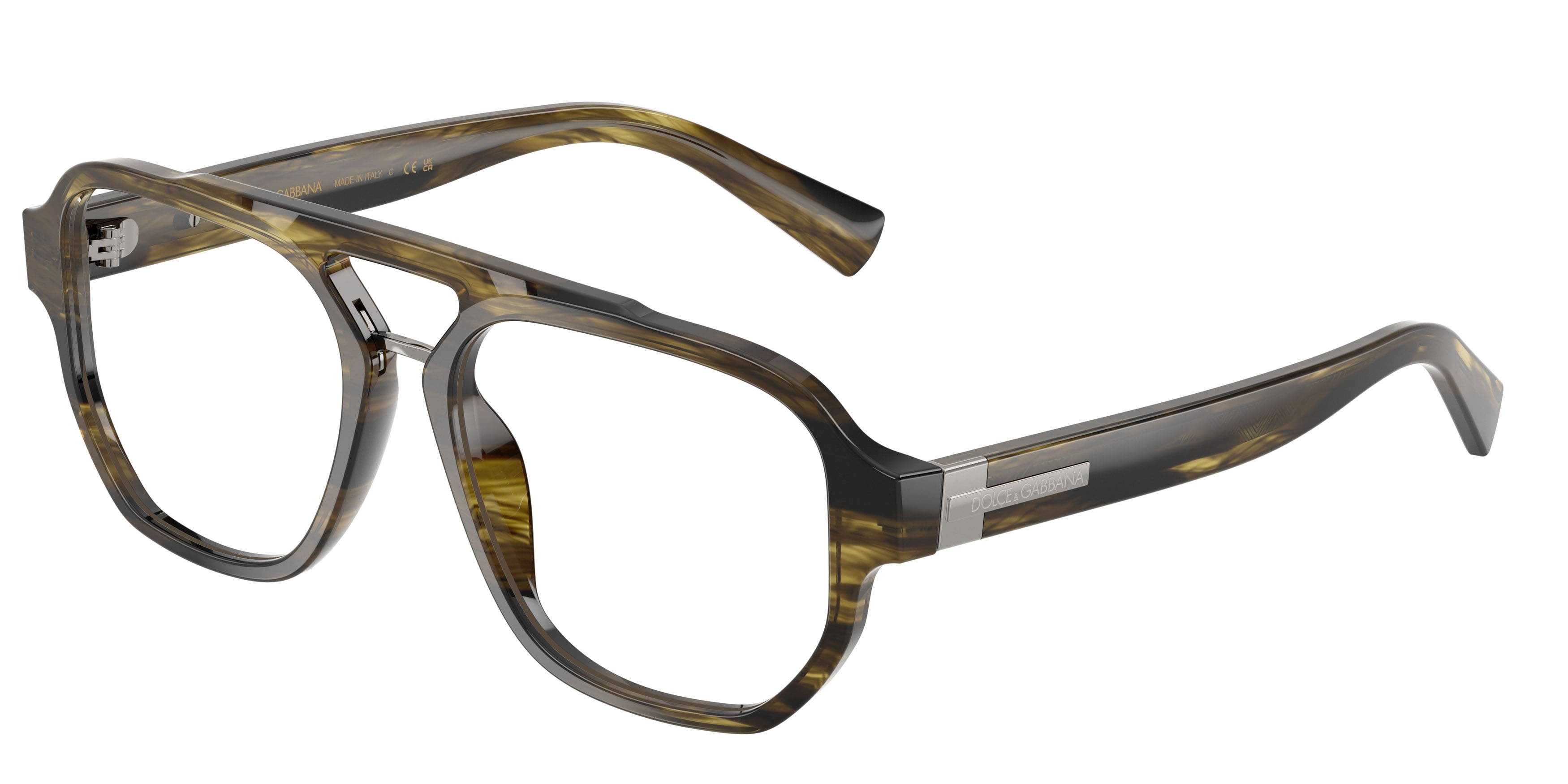 Occhiali da vista Dolce & Gabbana DG 3447 (3066) colore striato verde forma aviator lenti lente demo