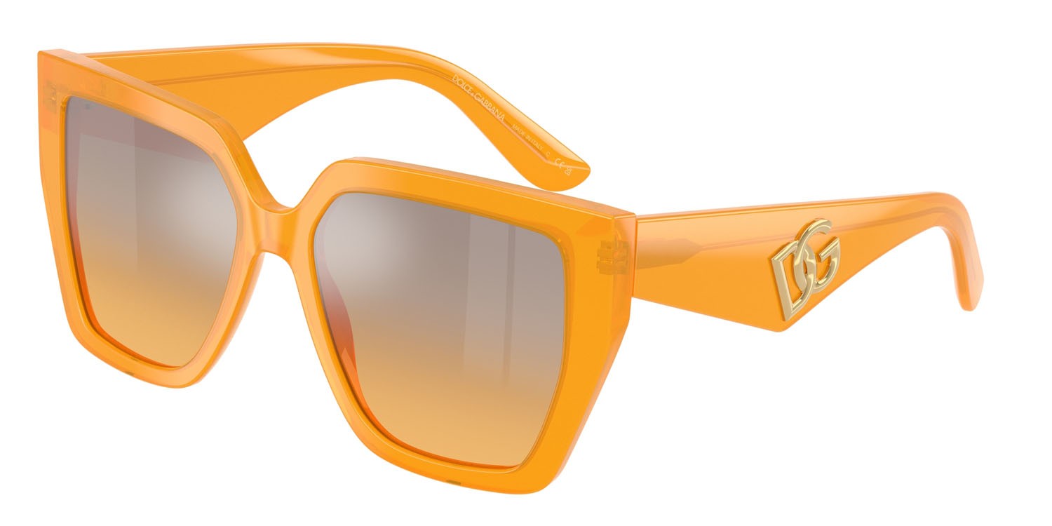 Sonnenbrillen Dolce & Gabbana DG 4438 (30467H) farbe arancione opalino form quadratisch gläser arancione specchiato argento sfumato