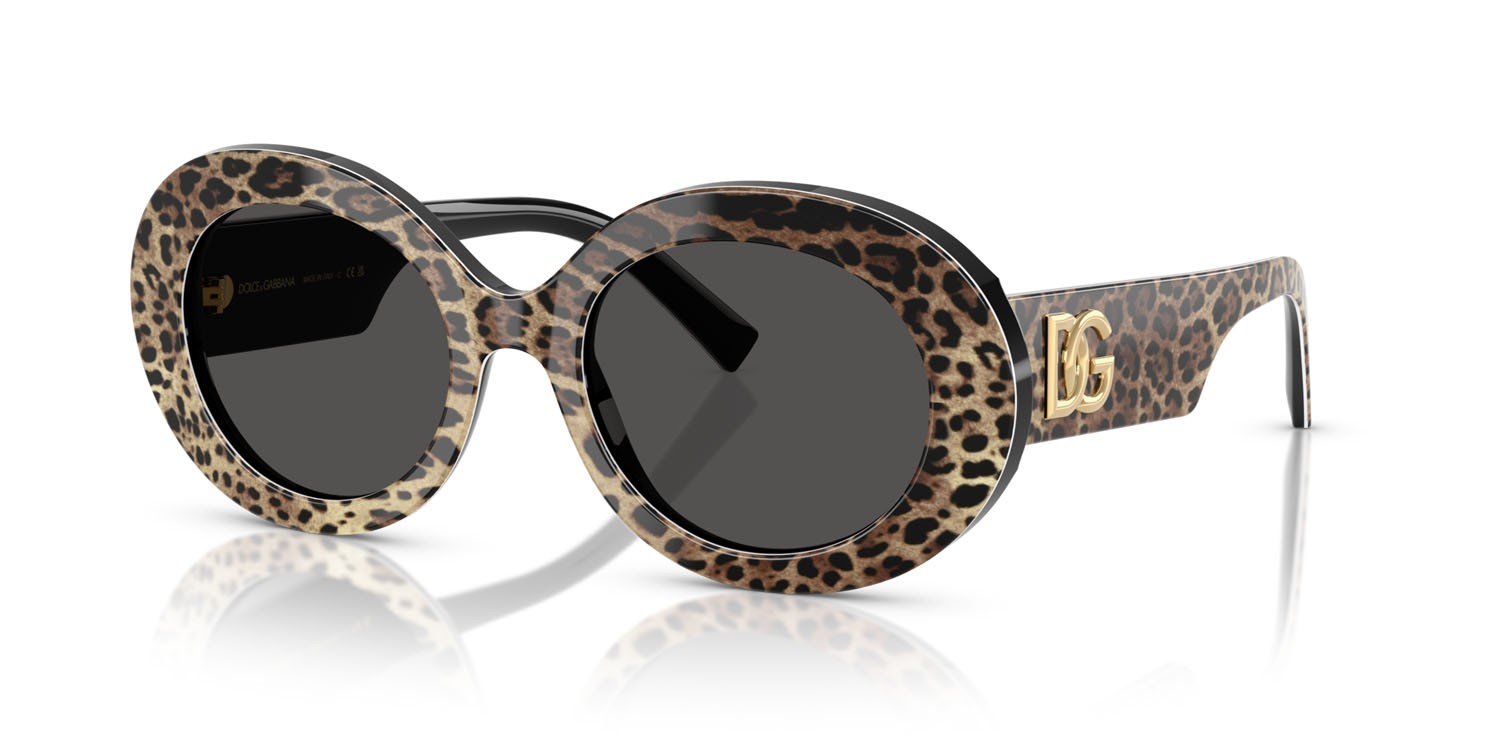 Sunglasses Dolce & Gabbana DG 4448 (316387) color top con stampa leopardo su nero shape oval lenses grigio scuro