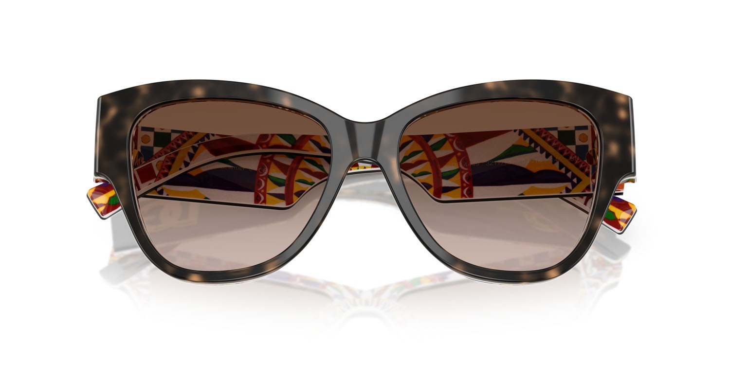 Sonnenbrillen Dolce & Gabbana DG 4449 (321713) farbe havana su stampa carretto form schmetterling gläser marrone sfumato
