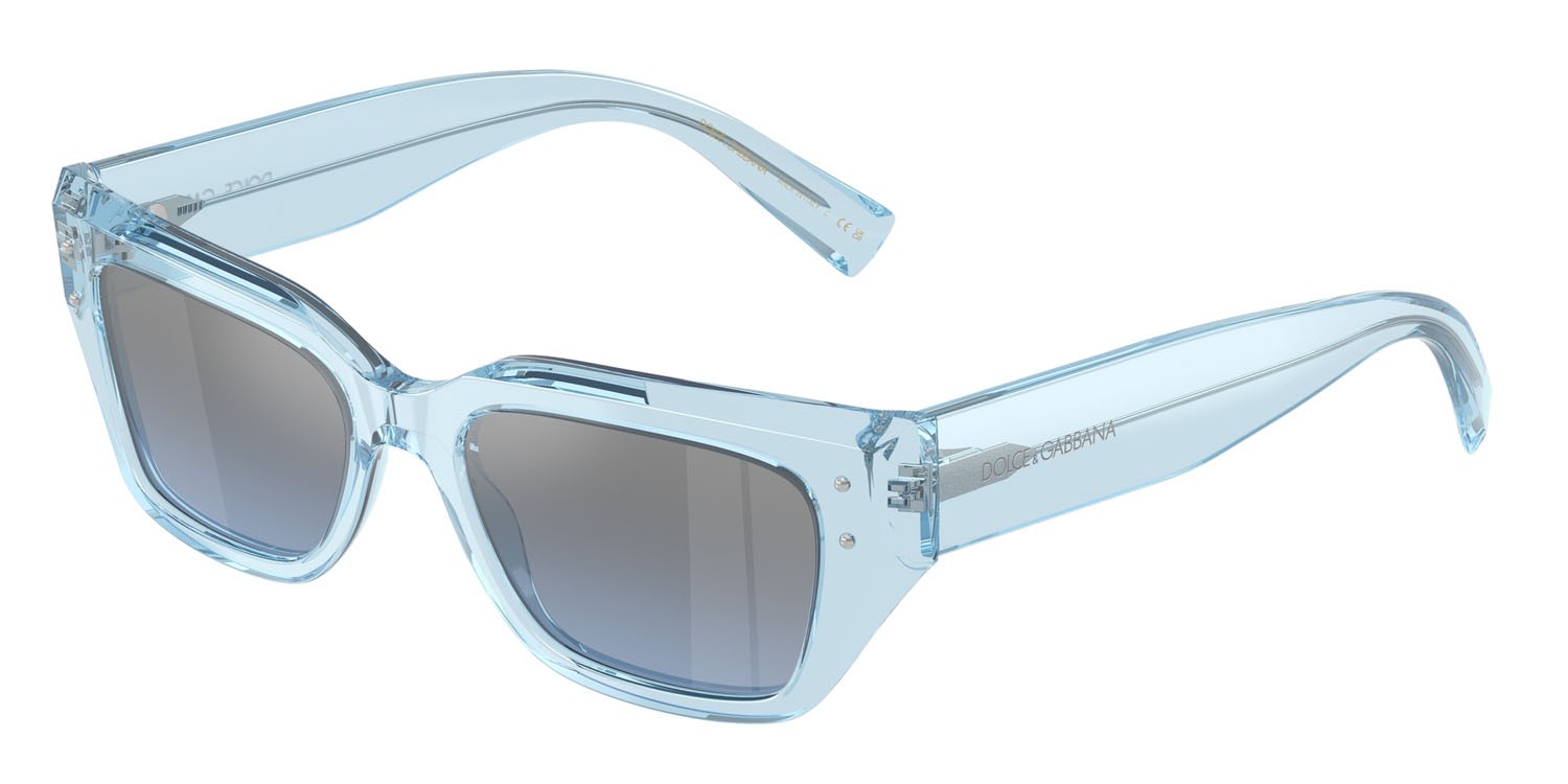 Occhiali da sole Dolce & Gabbana DG 4462 (33227C) colore blu trasparente forma cat eye lenti celeste sfumato argento a specchio