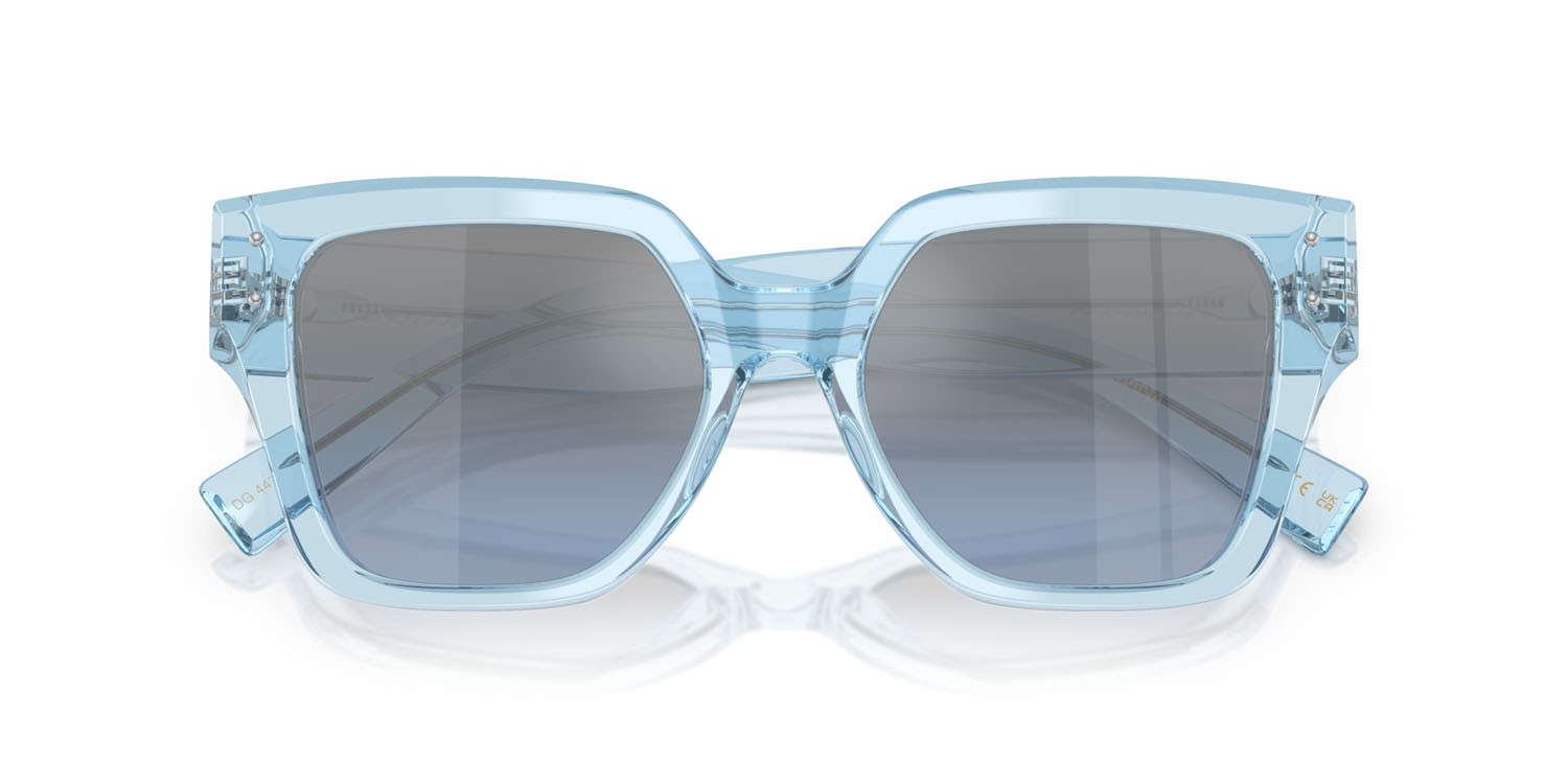 Sonnenbrillen Dolce & Gabbana DG 4471 (33227C) farbe blu trasparente form quadratisch gläser celeste sfumato argento a specchio