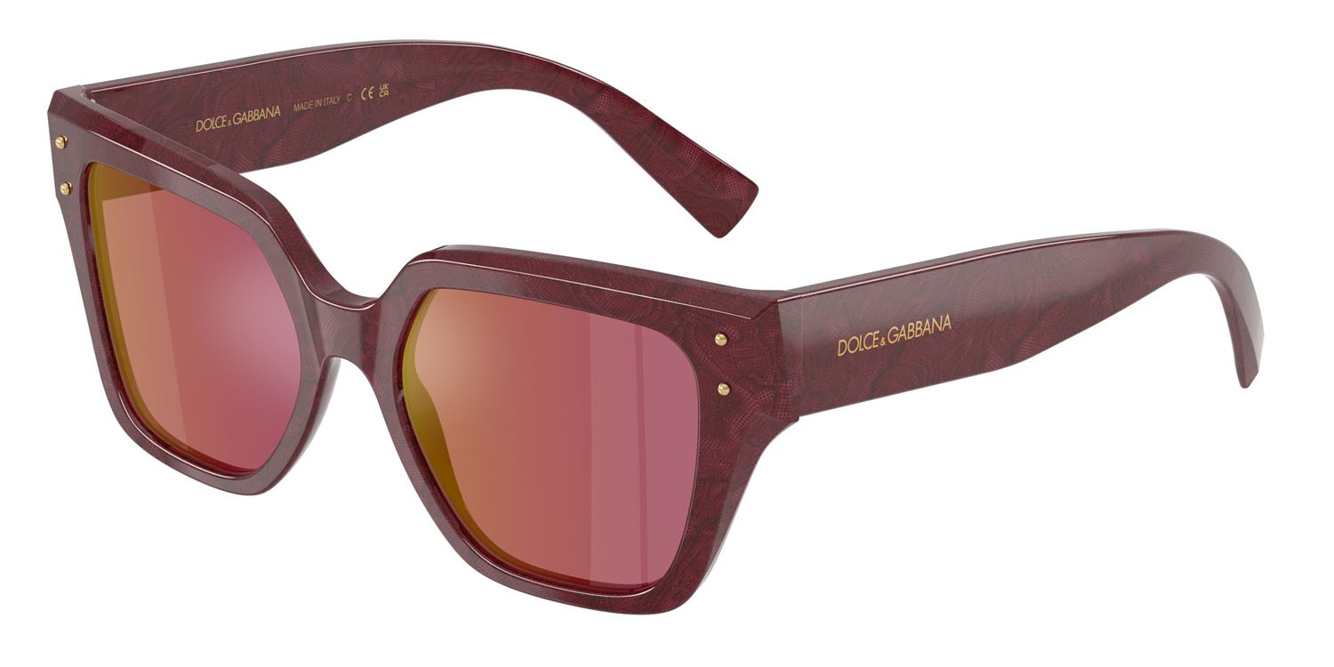 Sonnenbrillen Dolce & Gabbana DG 4471 (3442D0) farbe bordeaux pizzo form quadratisch gläser viola scuro specchiato rosso