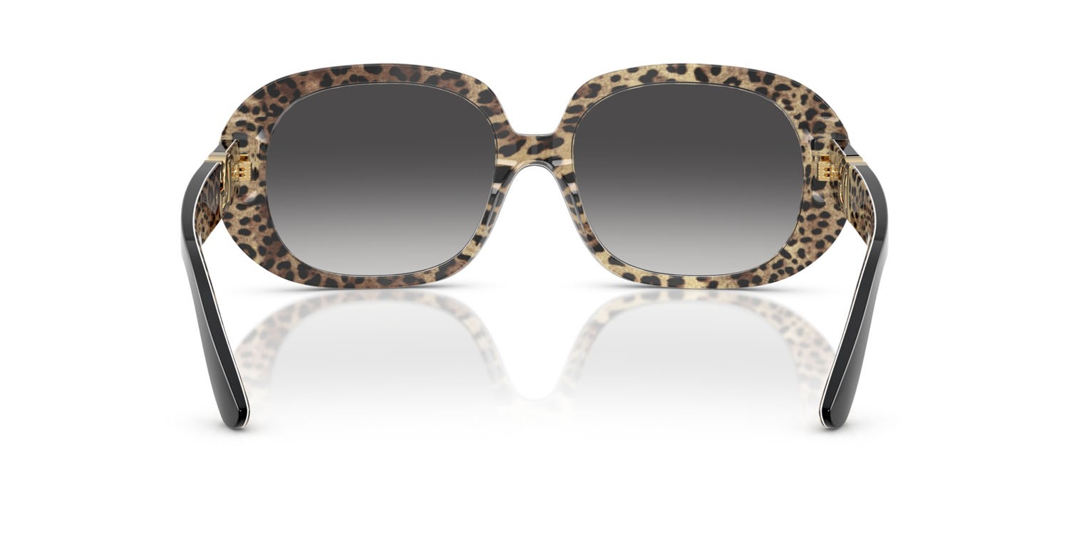 Occhiali da sole Dolce & Gabbana DG 4476 (32998G) colore top nero su stampa leopardo marrone forma ovale lenti sfumato grigio