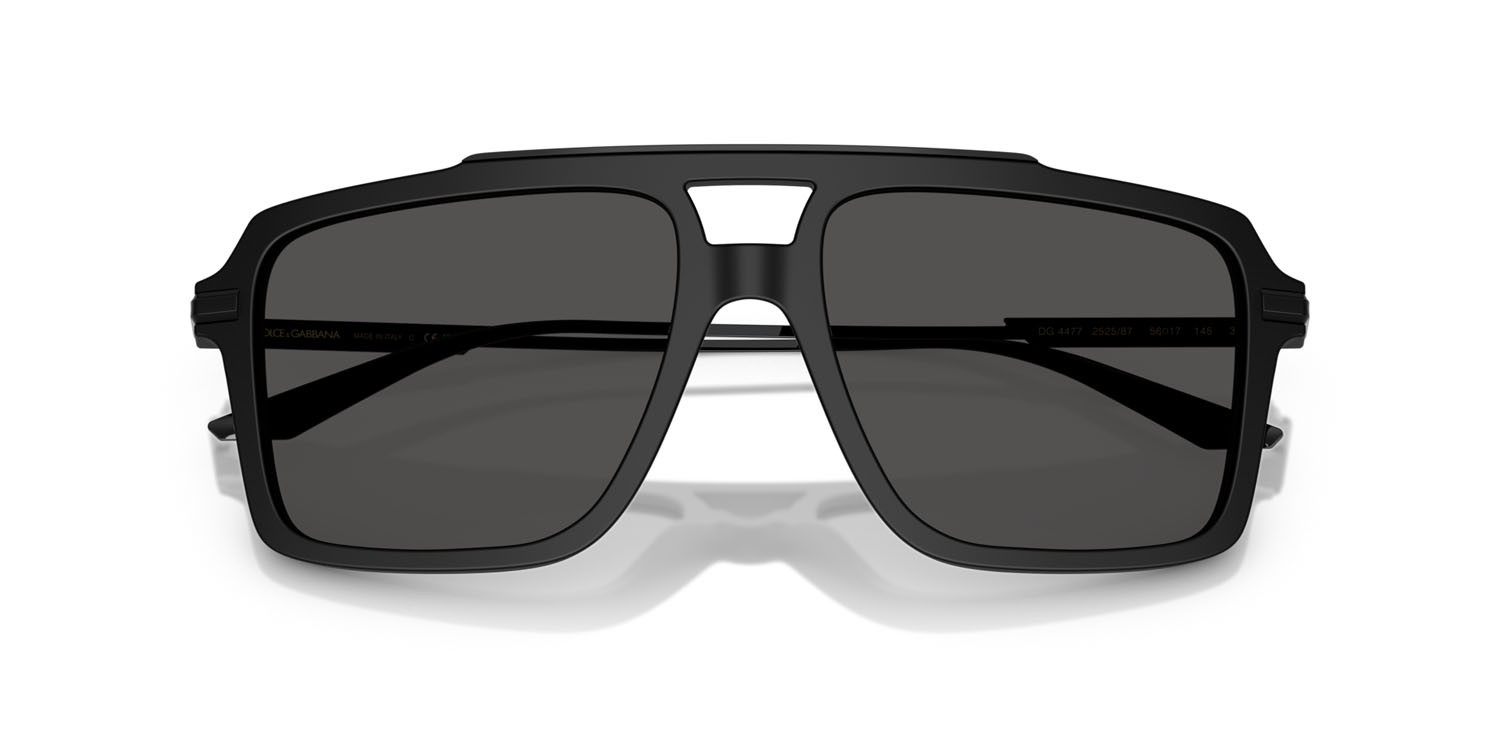 Occhiali da sole Dolce & Gabbana DG 4477 (252587) colore nero opaco forma aviator lenti grigio scuro