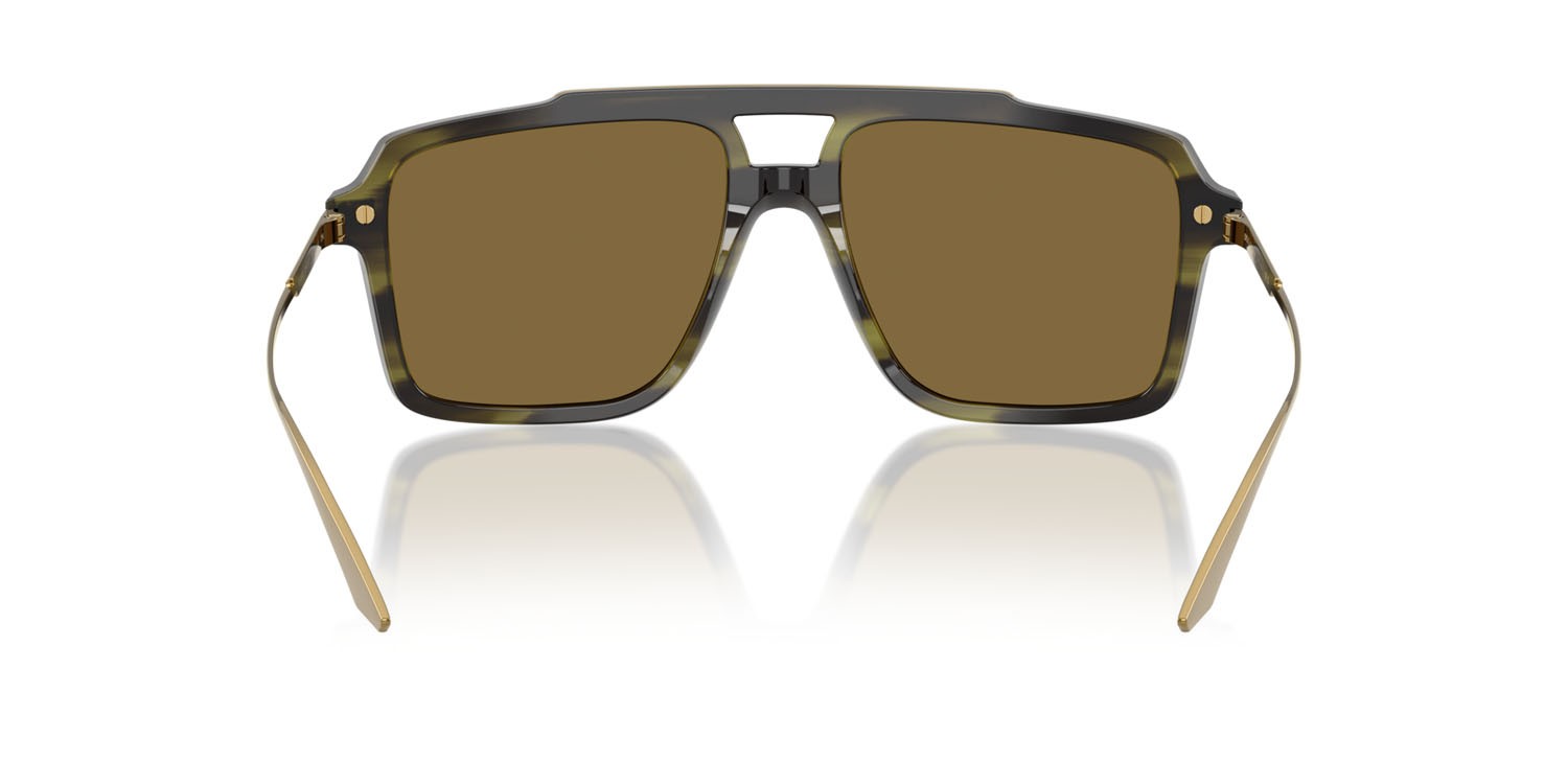 Occhiali da sole Dolce & Gabbana DG 4477 (3447S7) colore verde oliva striato forma aviator lenti marrone