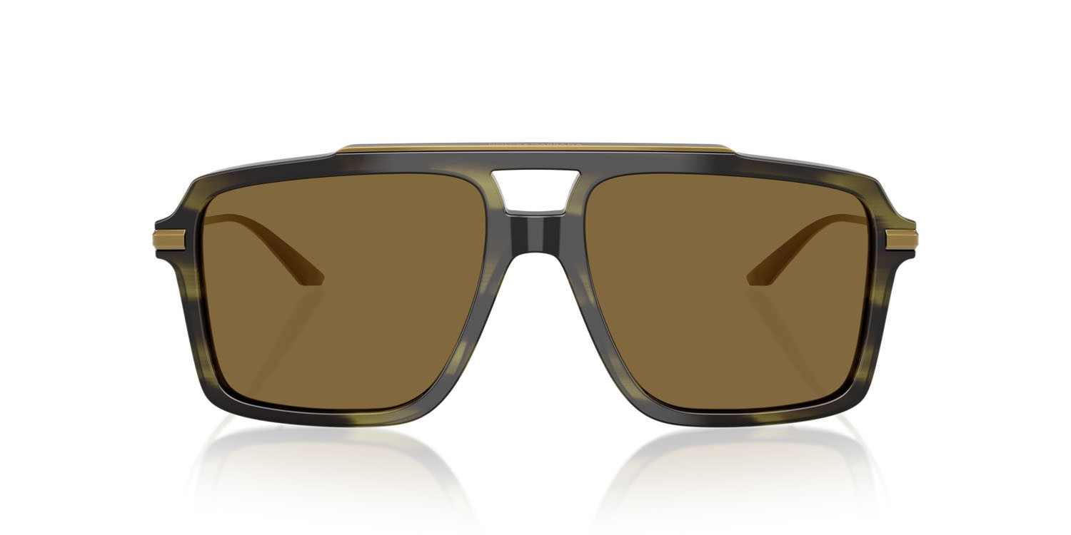 Occhiali da sole Dolce & Gabbana DG 4477 (3447S7) colore verde oliva striato forma aviator lenti marrone