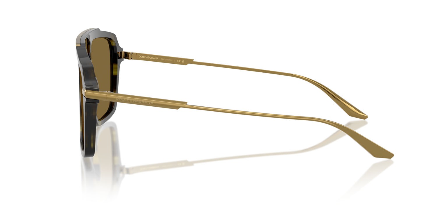 Occhiali da sole Dolce & Gabbana DG 4477 (3447S7) colore verde oliva striato forma aviator lenti marrone