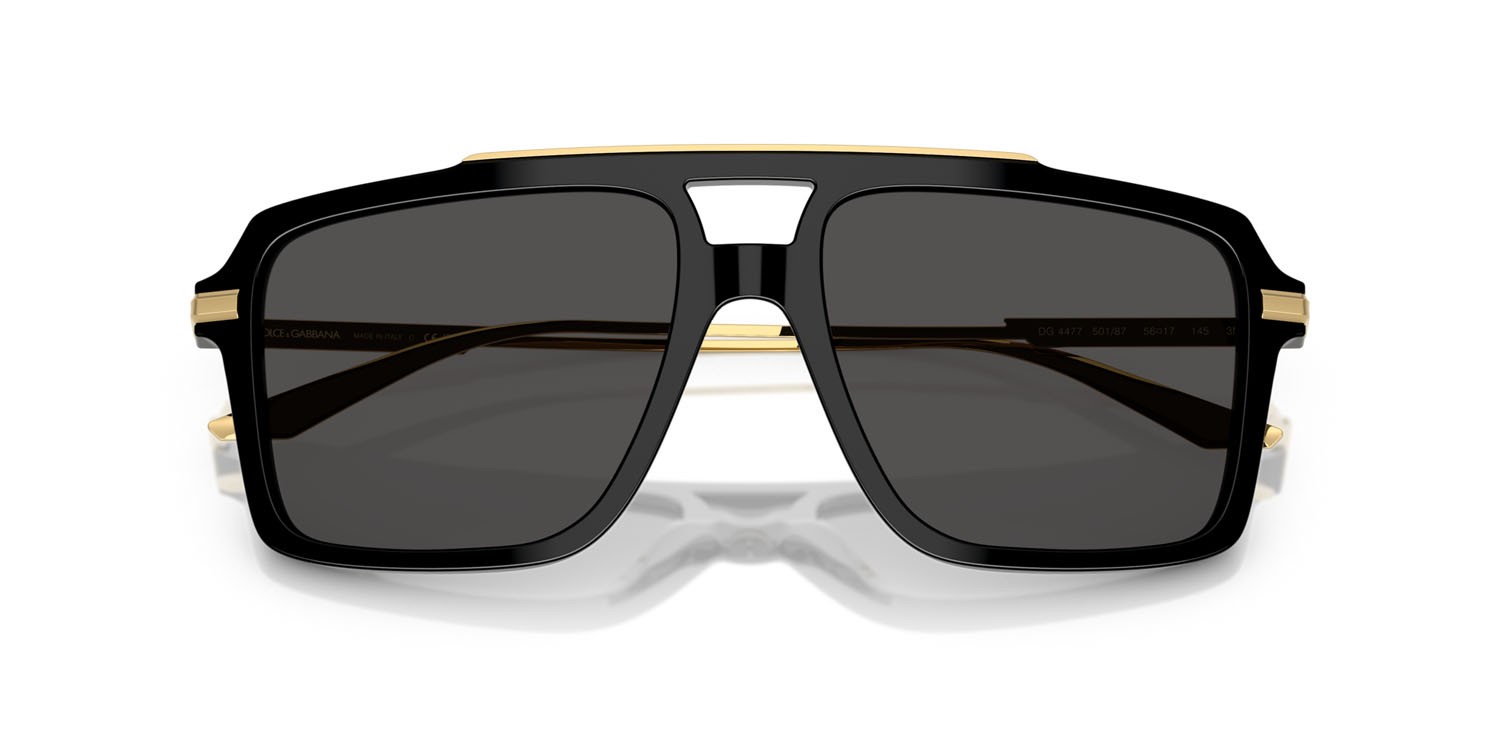 Occhiali da sole Dolce & Gabbana DG 4477 (501/87) colore nero forma aviator lenti grigio scuro