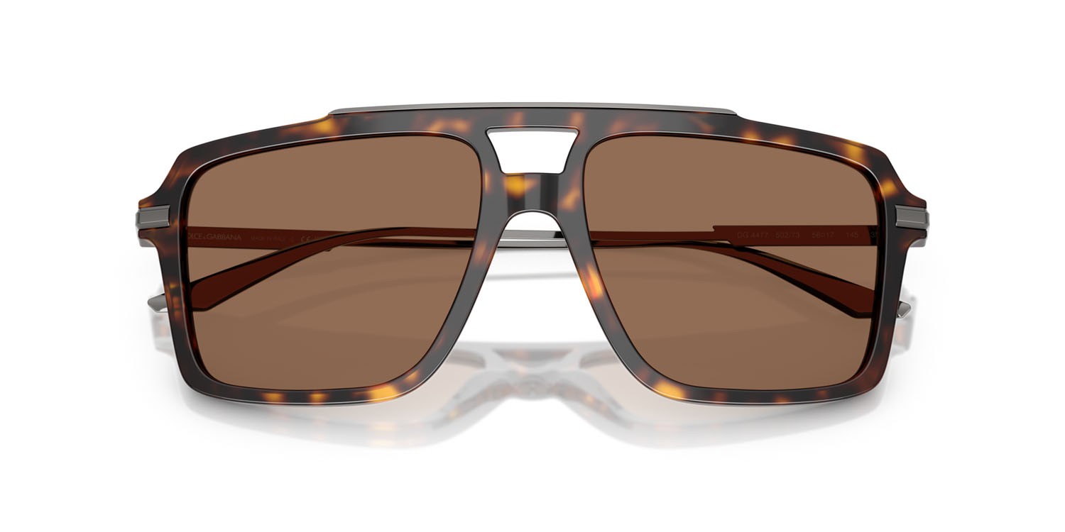 Occhiali da sole Dolce & Gabbana DG 4477 (502/73) colore havana forma aviator lenti marrone scuro