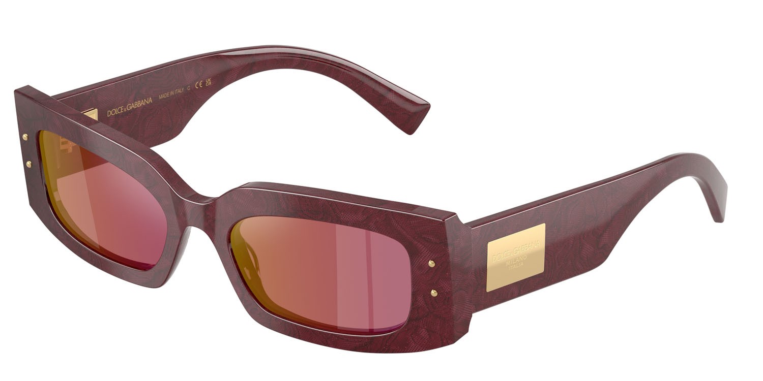 Sonnenbrillen Dolce & Gabbana DG 4479 (3442D0) farbe bordeaux pizzo form rechteckig gläser viola scuro specchiato rosso