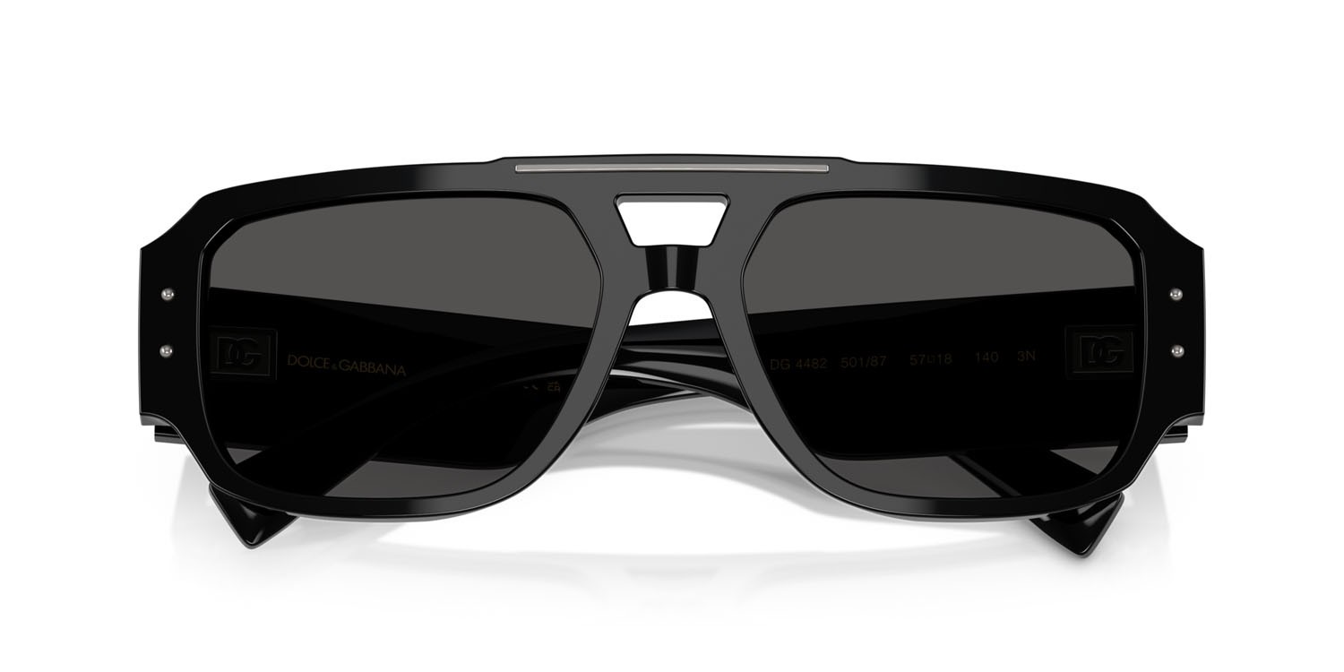 Occhiali da sole Dolce & Gabbana DG 4482 (501/87) colore nero forma aviator lenti grigio scuro
