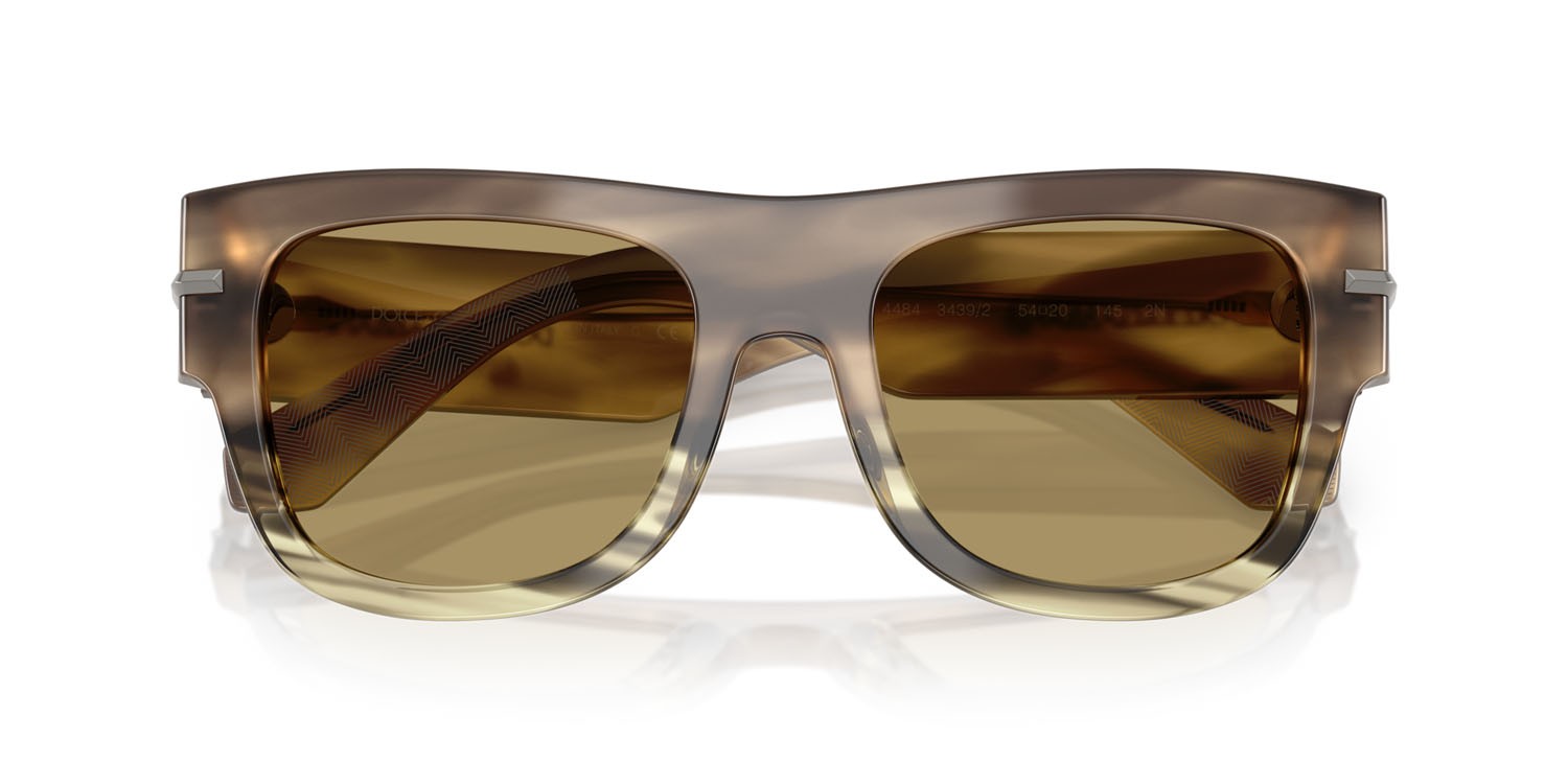 Occhiali da sole Dolce & Gabbana DG 4484 (3439/2) colore havana verde forma quadrato lenti verde oliva