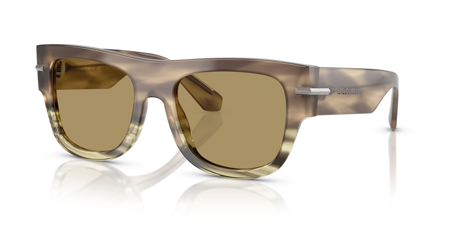 Occhiali da sole Dolce & Gabbana DG 4484 (3439/2) colore havana verde forma quadrato lenti verde oliva