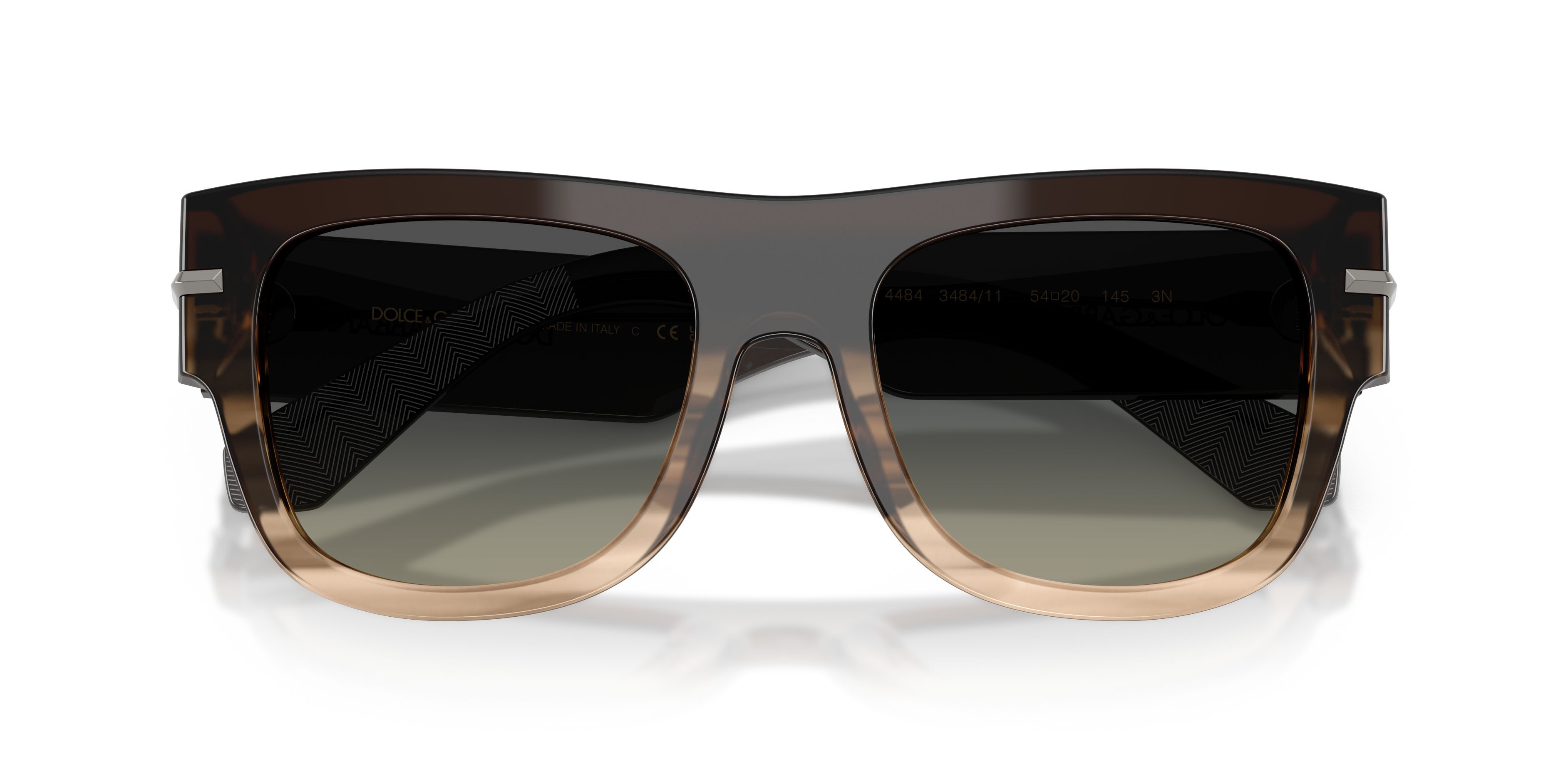 Occhiali da sole Dolce & Gabbana DG 4484 (348411) colore grigio striato sfumato forma quadrato lenti sfumato grigio