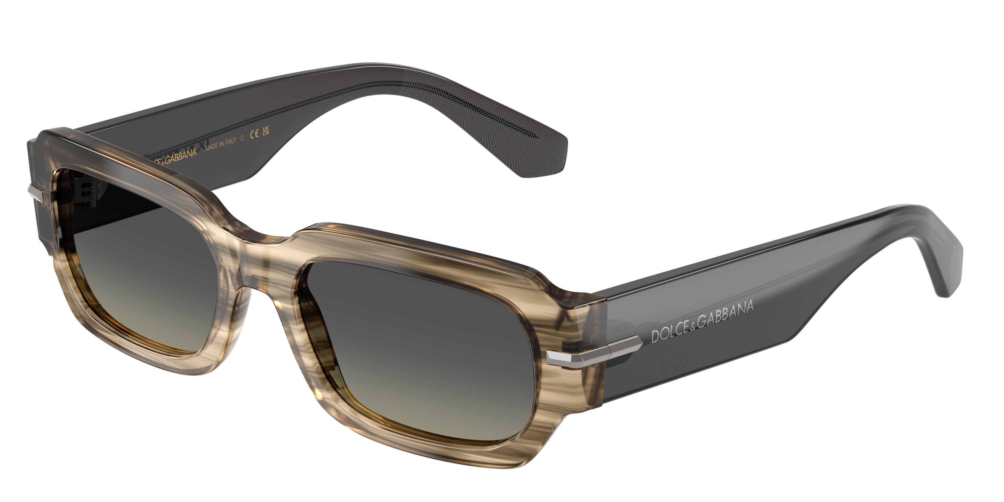 Occhiali da sole Dolce & Gabbana DG 4485 (348411) colore grigio striato sfumato forma rettangolare lenti sfumato grigio
