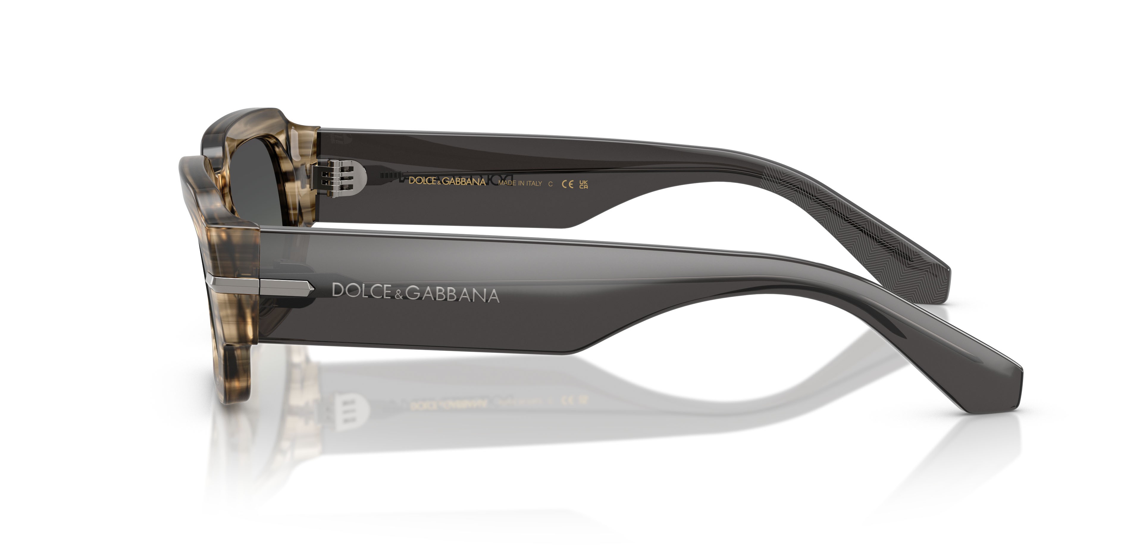 Occhiali da sole Dolce & Gabbana DG 4485 (348411) colore grigio striato sfumato forma rettangolare lenti sfumato grigio