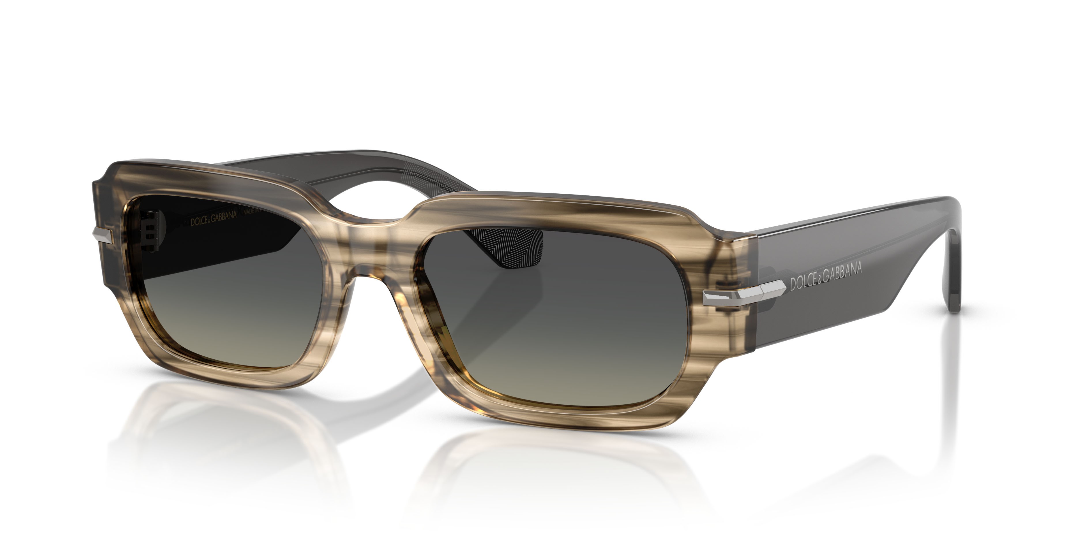 Occhiali da sole Dolce & Gabbana DG 4485 (348411) colore grigio striato sfumato forma rettangolare lenti sfumato grigio
