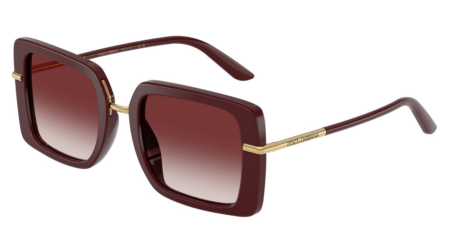 Occhiali da sole Dolce & Gabbana DG 4491 (30918H) colore bordeaux forma quadrato lenti clear gradient dark brandy