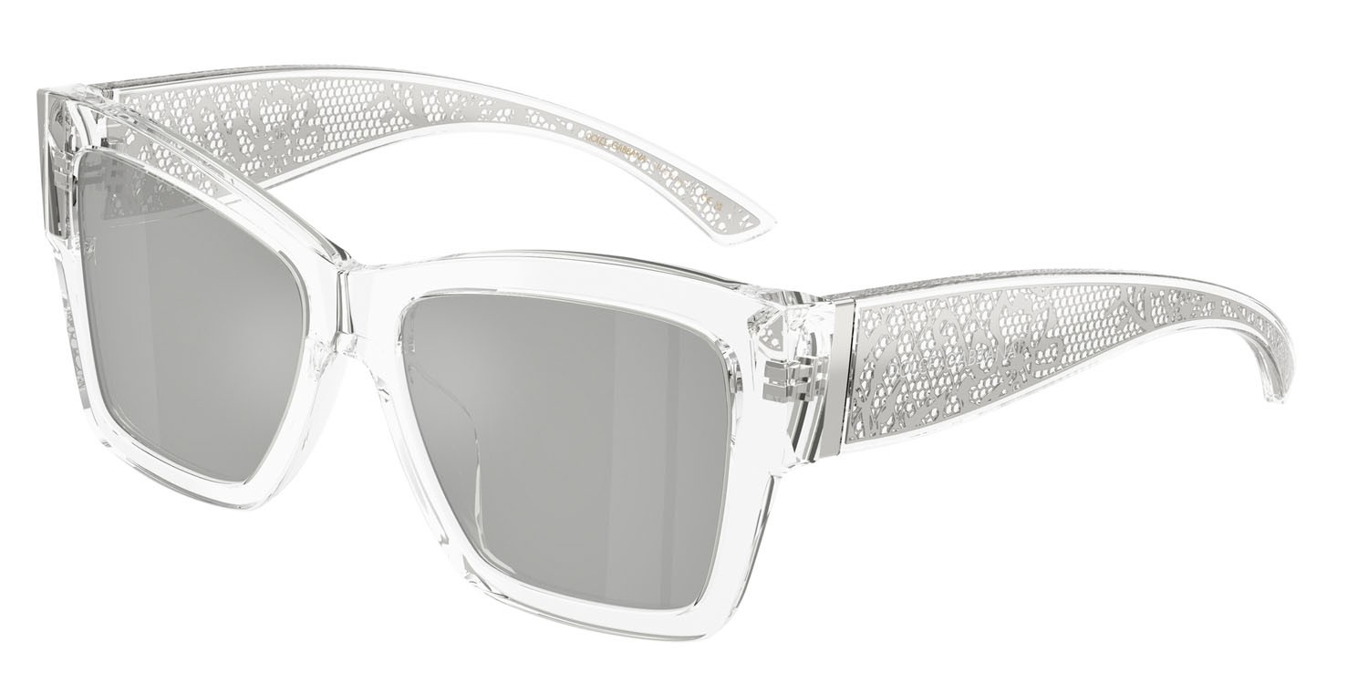 Sunglasses Dolce & Gabbana DG 4493 (31338V) color cristallo shape square lenses trasparente specchiato argento