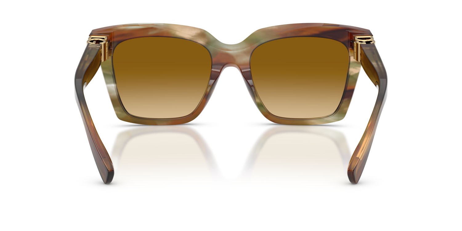 Sunglasses Dolce & Gabbana DG 4498 (34462L) color ocra a righe shape square lenses giallo chiaro sfumato marrone chiaro