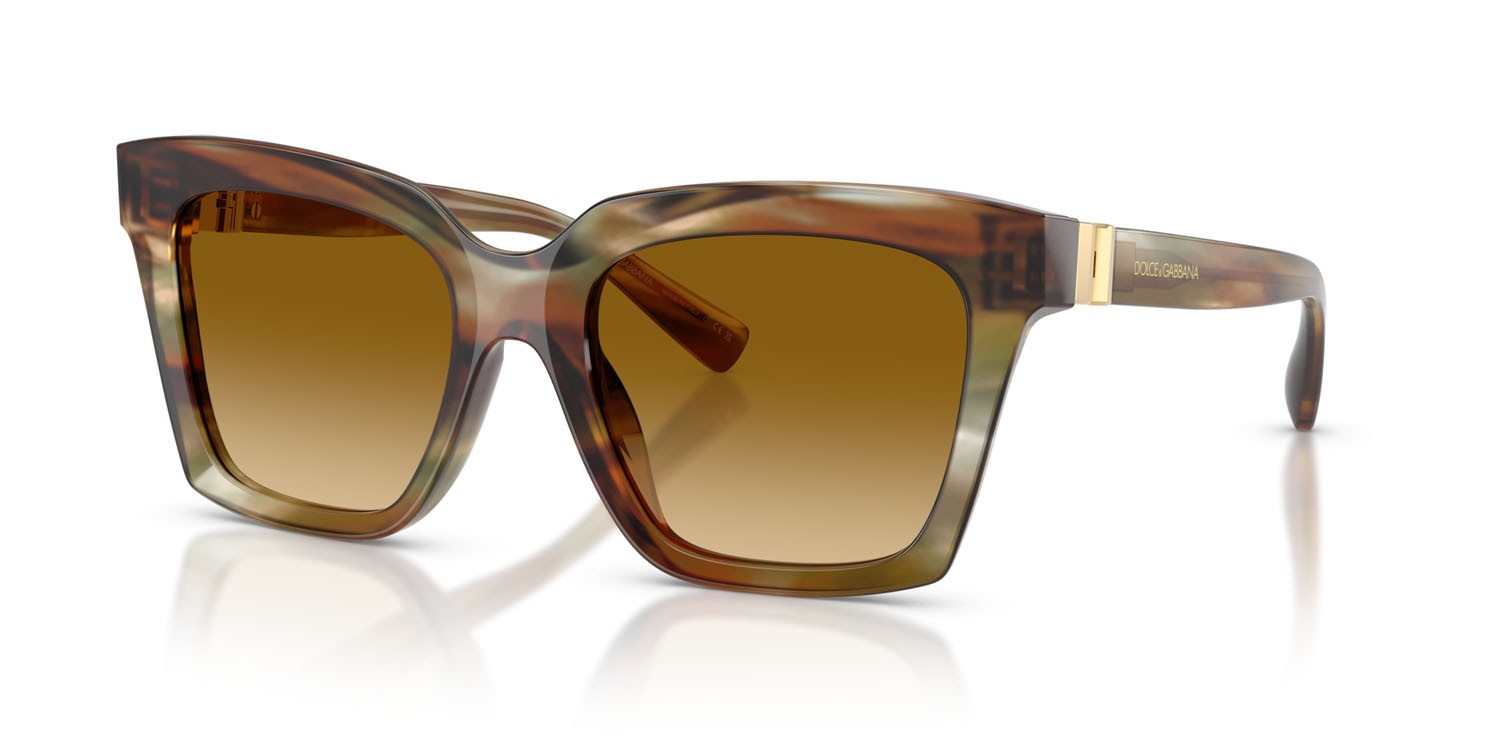 Sunglasses Dolce & Gabbana DG 4498 (34462L) color ocra a righe shape square lenses giallo chiaro sfumato marrone chiaro