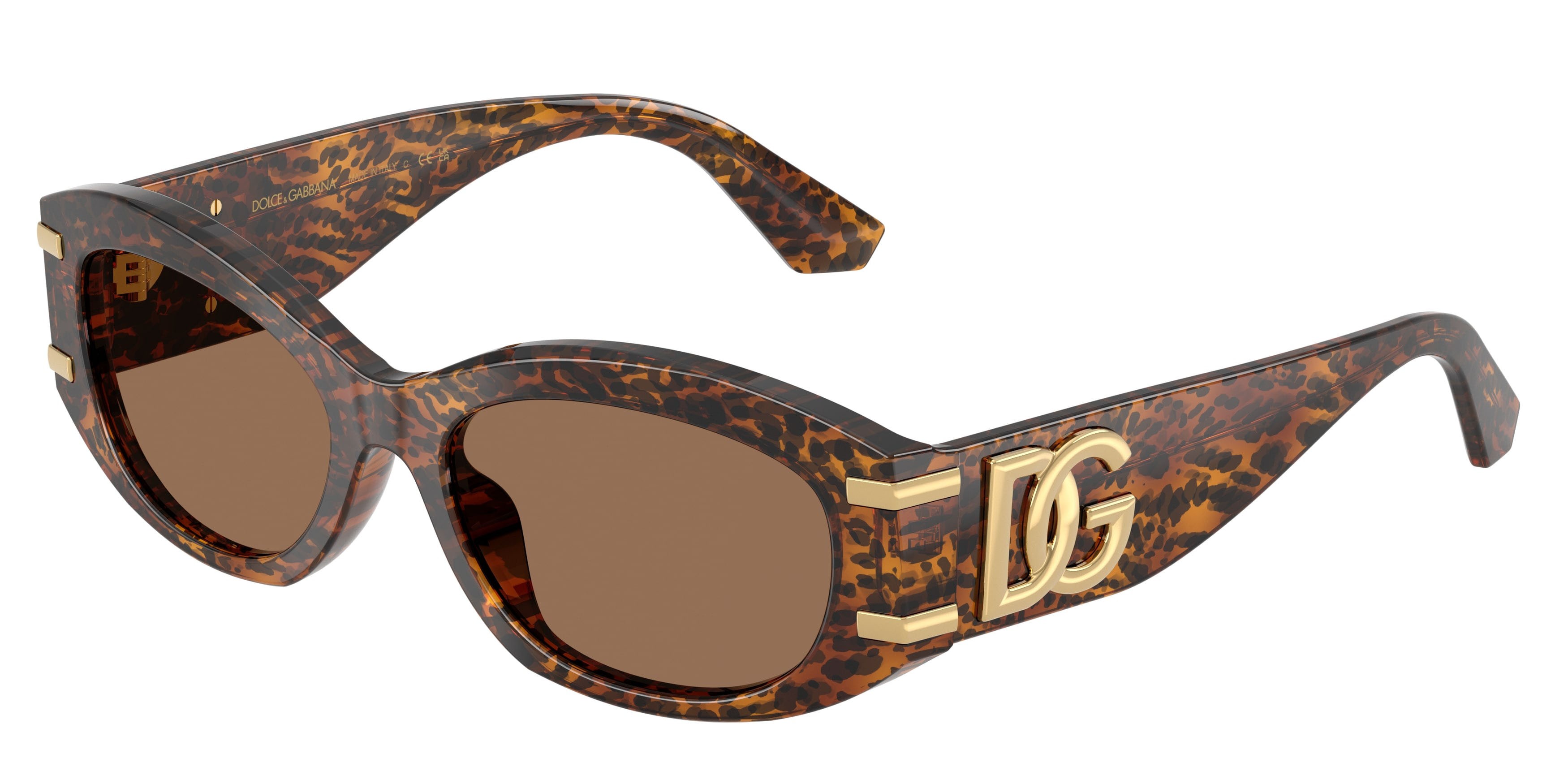 Occhiali da sole Dolce & Gabbana DG 4502 (347073) colore leo transparent forma ovale lenti marrone scuro
