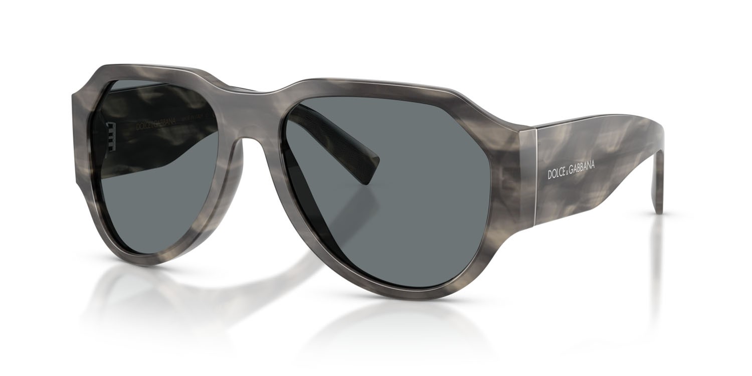 Sunglasses Dolce & Gabbana DG 4504 (319980) color striato grigio shape aviator lenses blu scuro