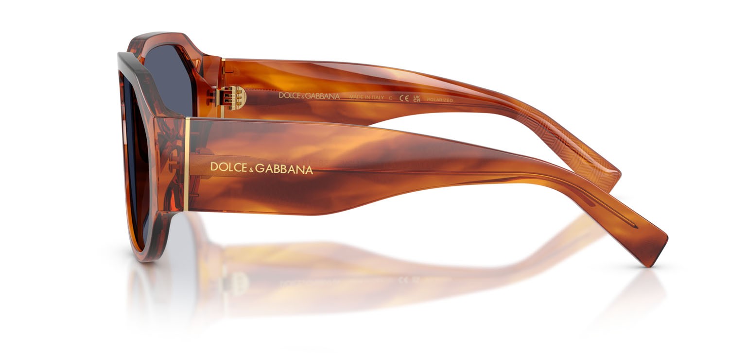 Occhiali da sole Dolce & Gabbana DG 4504 (32212V) colore zenzero a righe forma aviator lenti polarizzata blu scuro