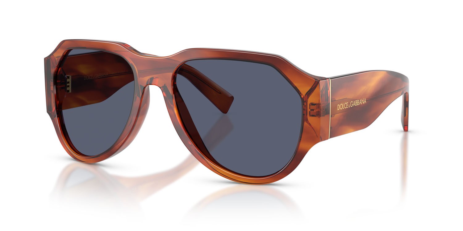 Occhiali da sole Dolce & Gabbana DG 4504 (32212V) colore zenzero a righe forma aviator lenti polarizzata blu scuro