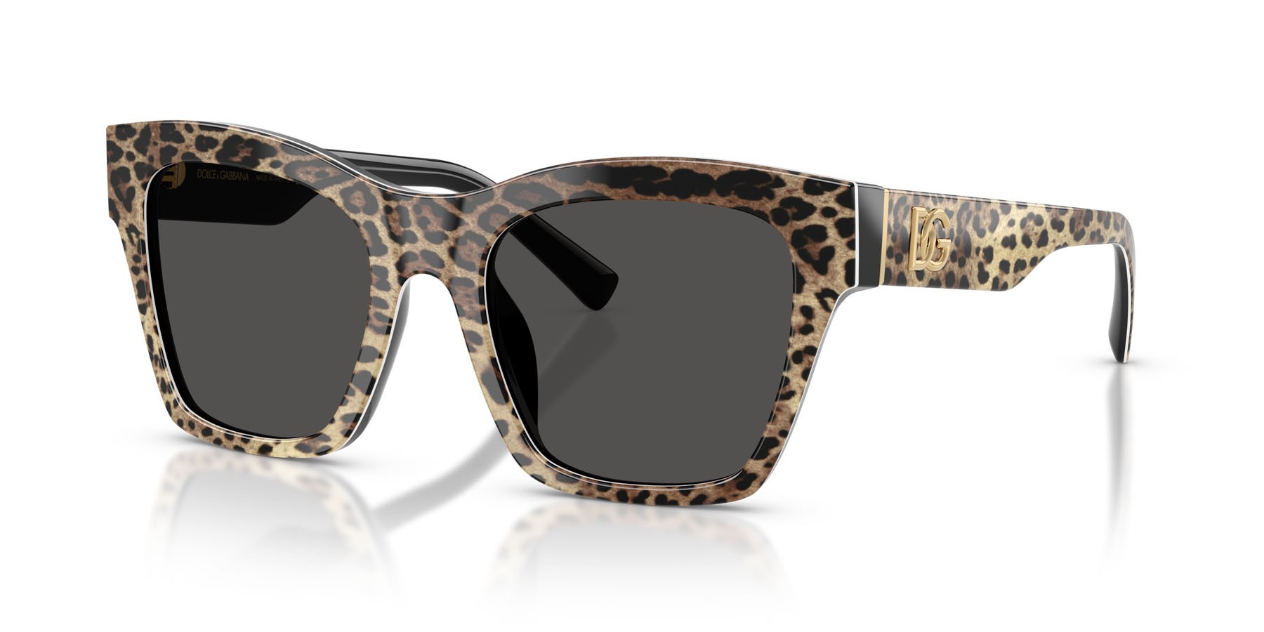 Sunglasses Dolce & Gabbana DG 4512 (316387) color stampa leopardo marrone su nero shape square lenses grigio scuro